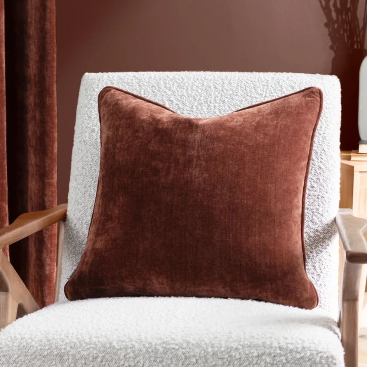 Riva Home Heavy Chenille Piped Cushion Nutmeg