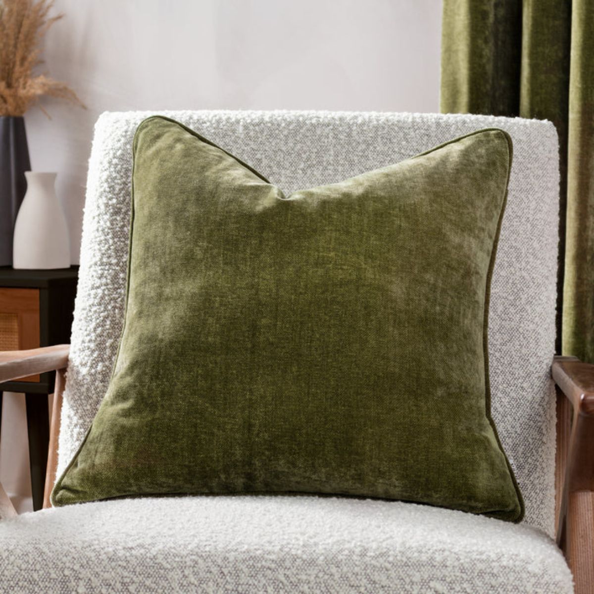 Riva Home Heavy Chenille Piped Cushion Olive