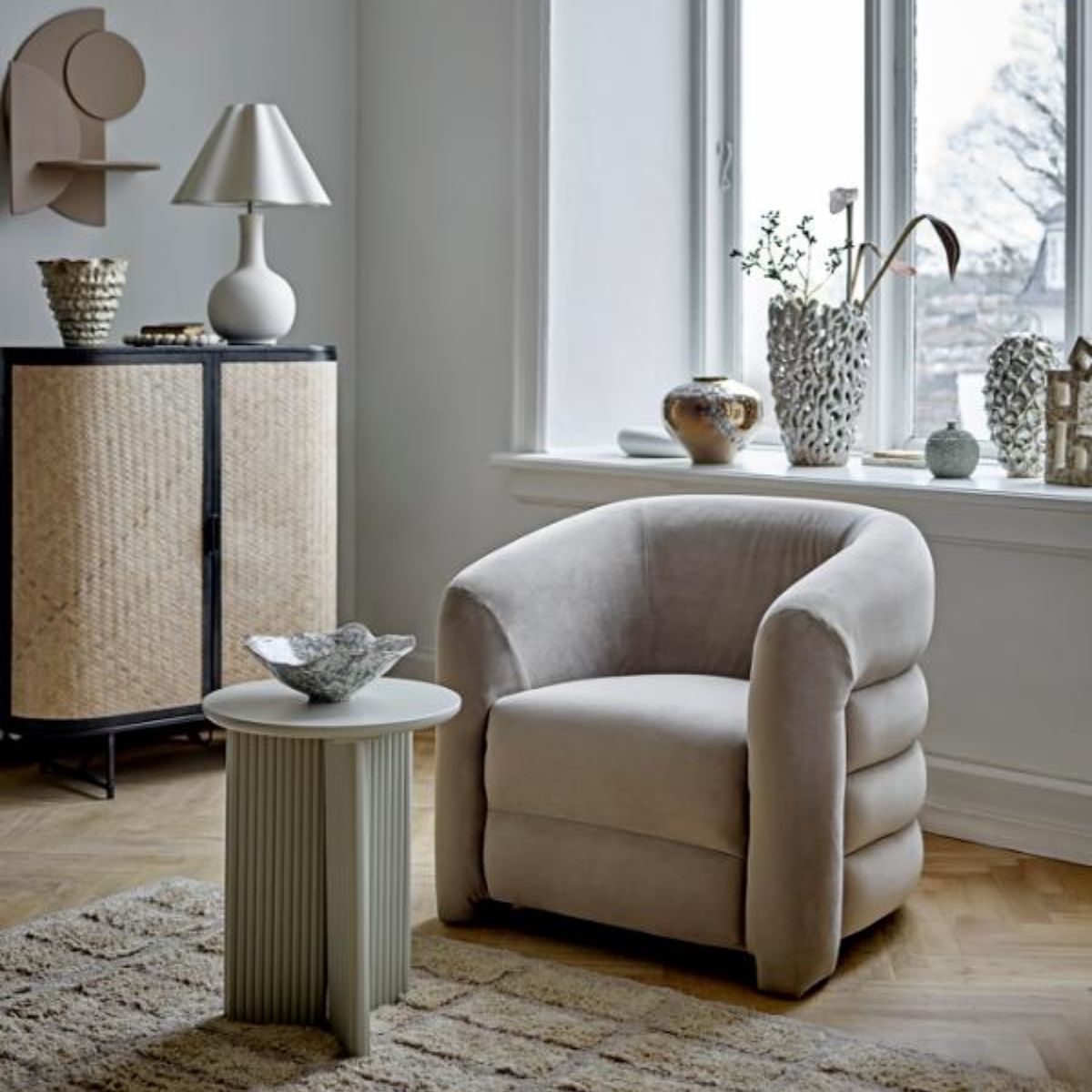 Bloomingville Heide Table Lamp - White Stoneware