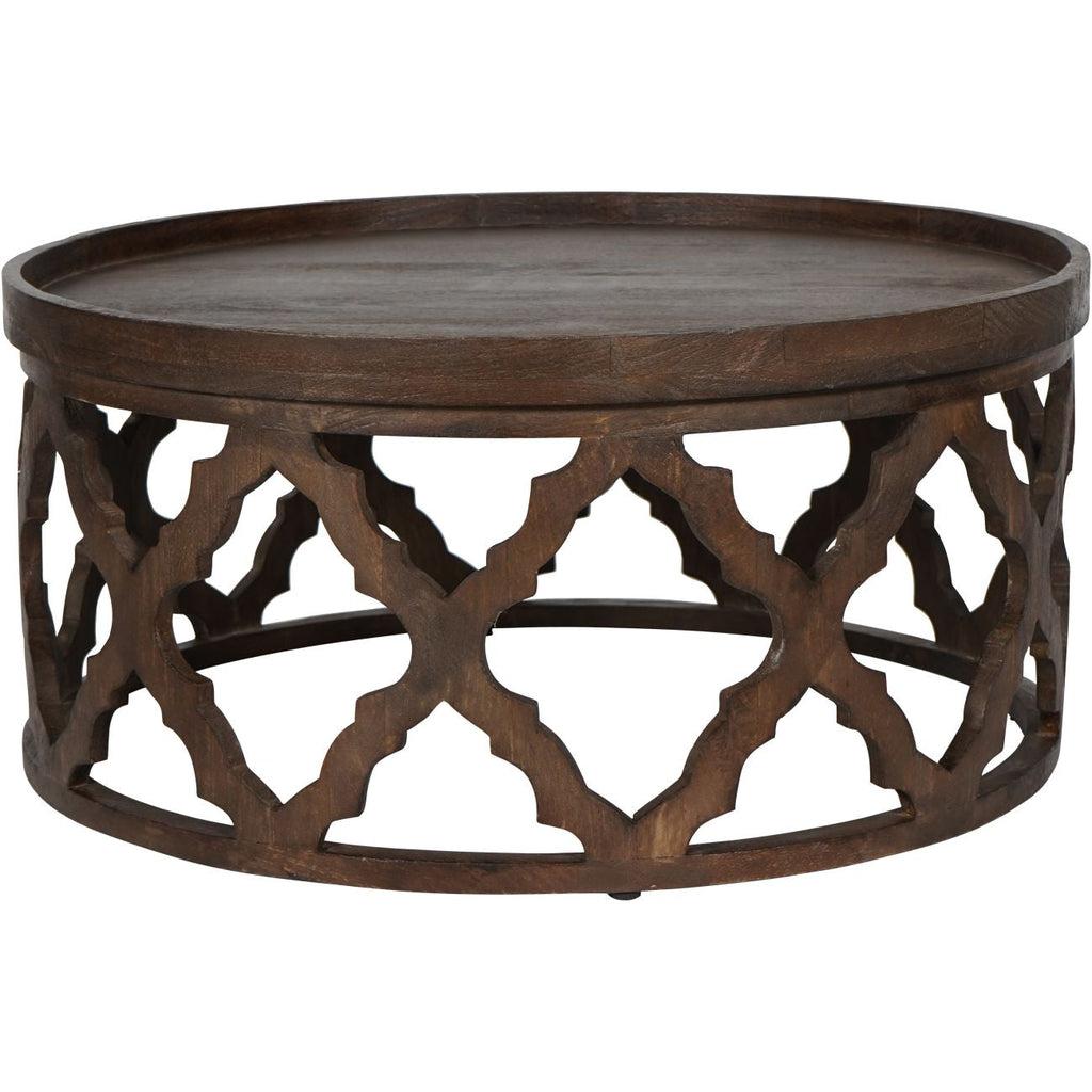 Hexton Solid Carved Wooden Coffee Table in Dark Brown-Beaumonde