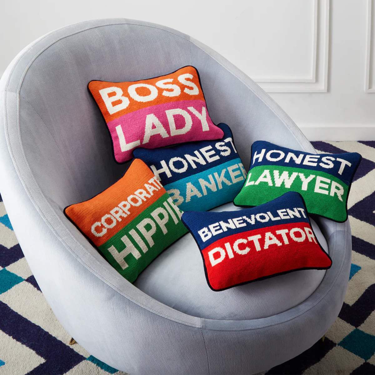 Jonathan Adler Honest Lawyer Needlepoint Cushion