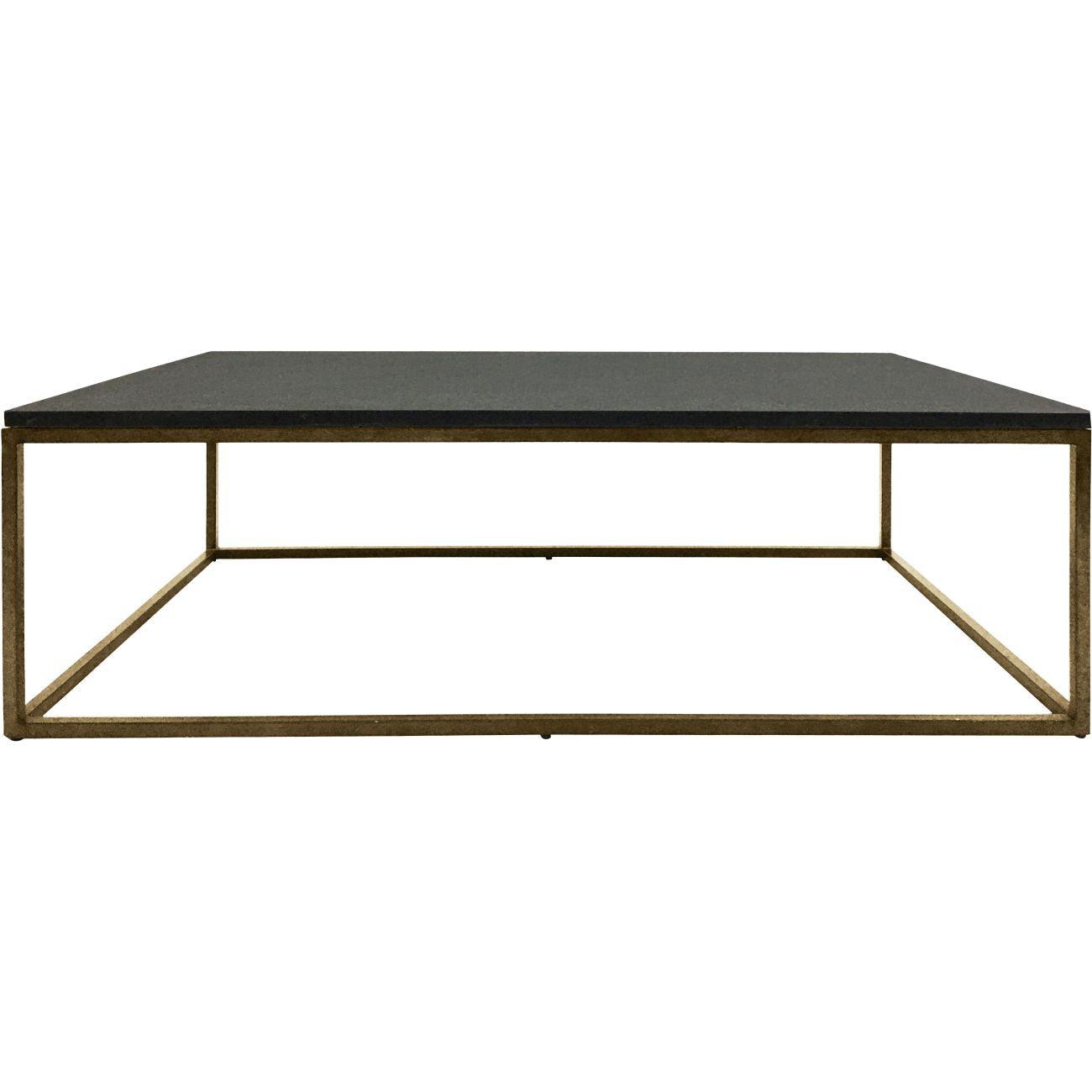 Honister Iron Coffee Table Aged Champagne Finish Galaxy Slate Top Large-Beaumonde