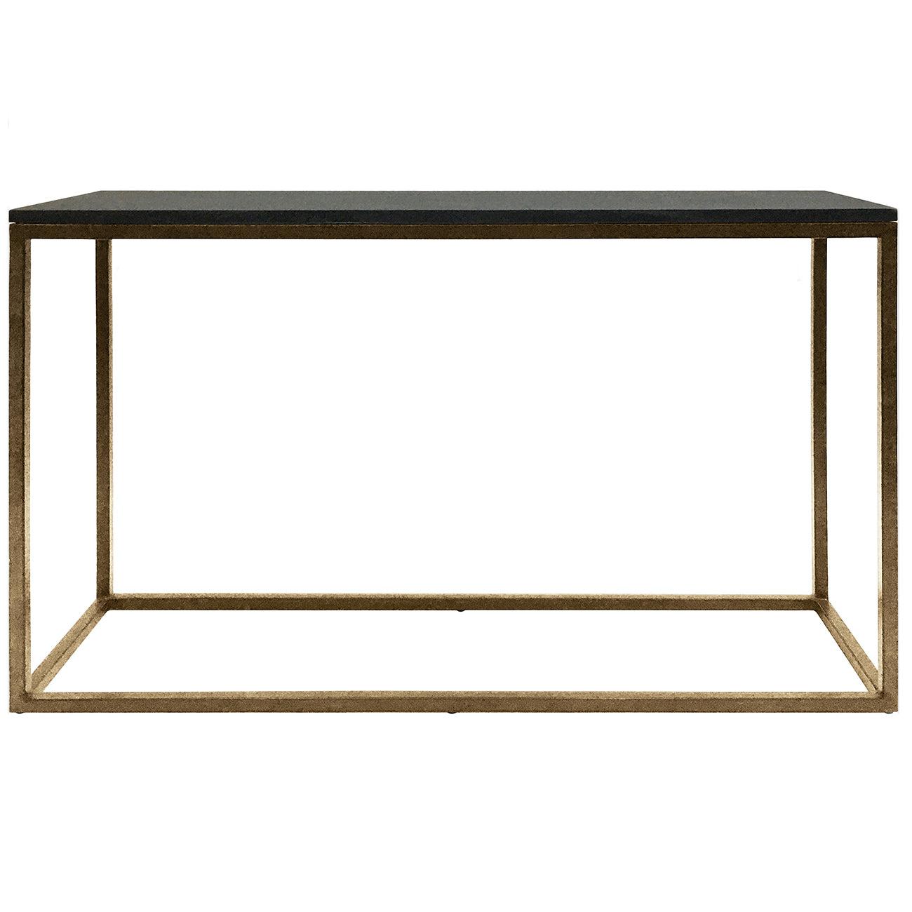 Honister Small Iron Console Table in Aged Champagne and Galaxy Slate-Beaumonde