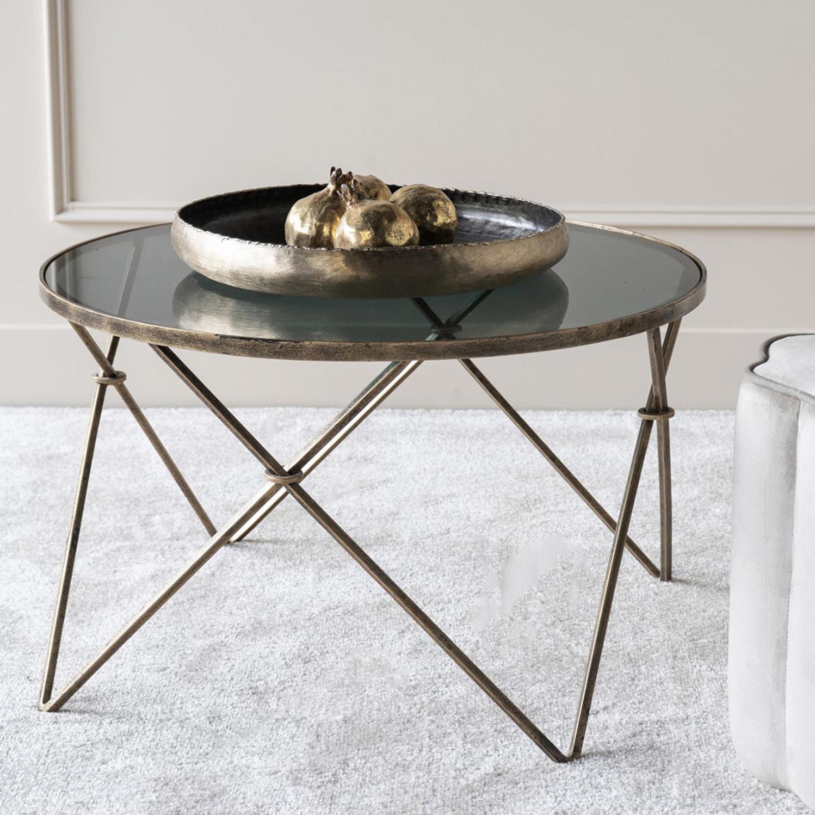 Antique Gold And Smoke Glass Coffee Table