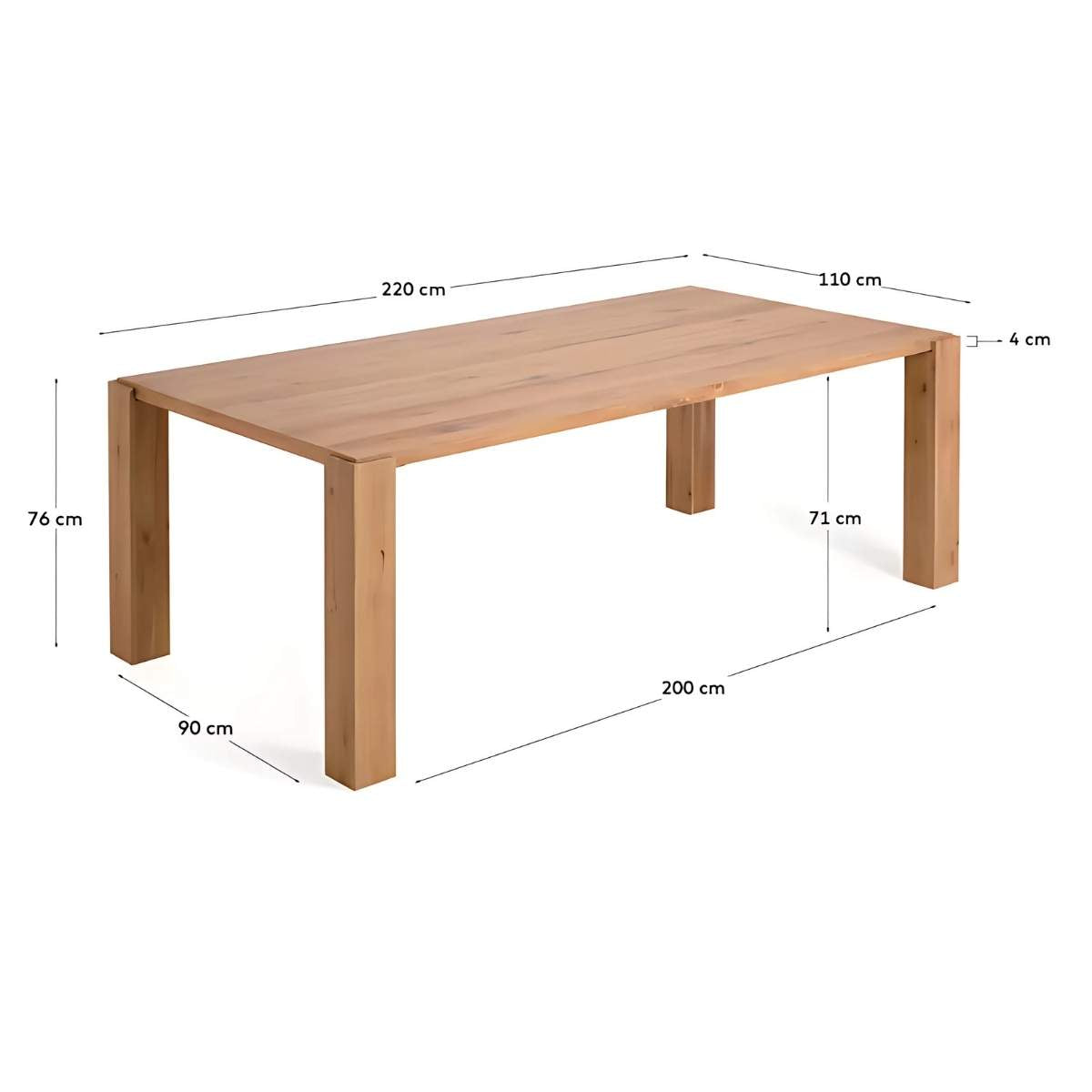 Kave Home Deyanira Table With Oak Veneer And Solid Oak Legs 220cm X 110cm-Beaumonde