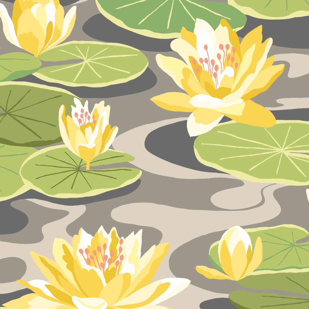 Ohpopsi Ichika Waterlily - Charcoal & Mustard