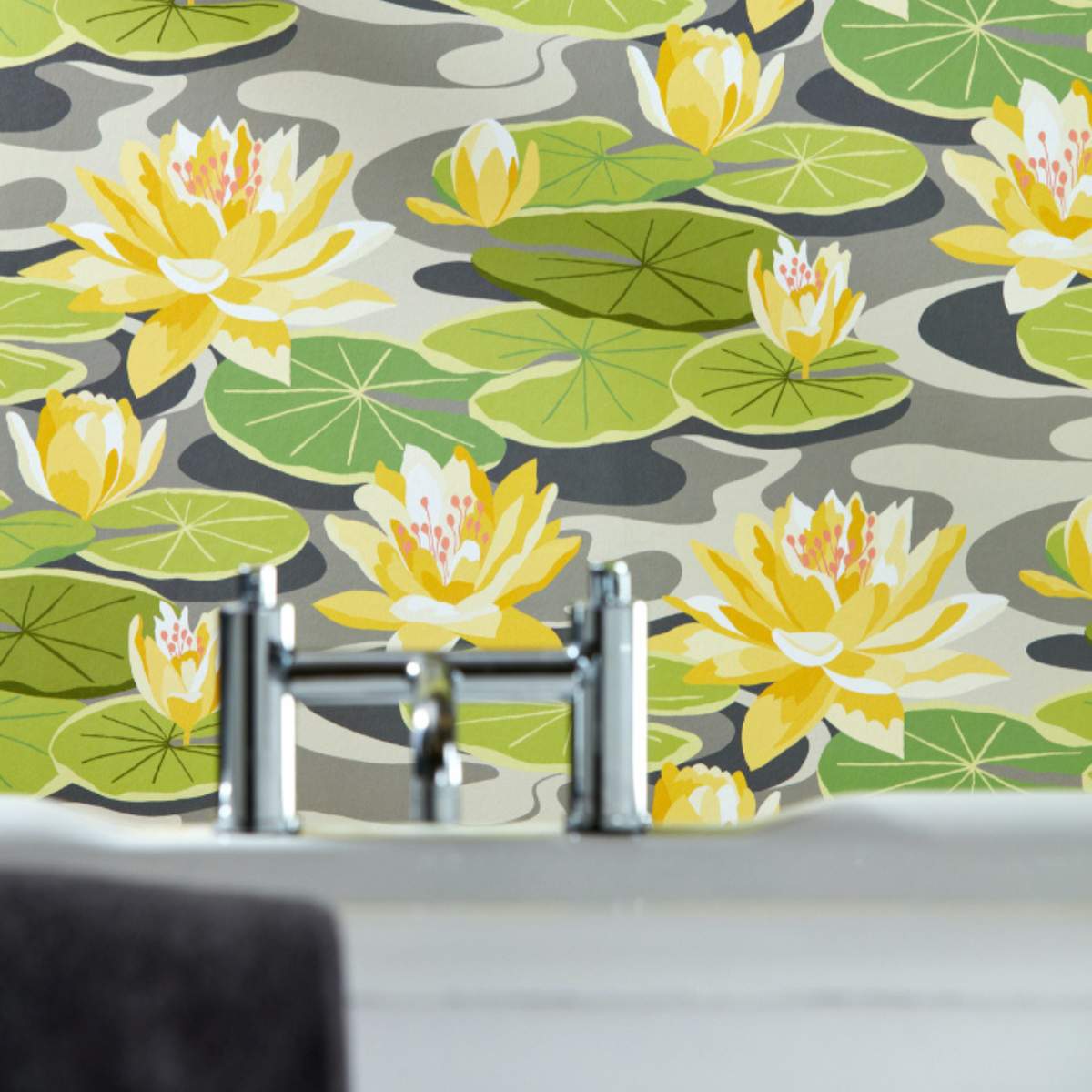 Ohpopsi Ichika Waterlily - Charcoal & Mustard