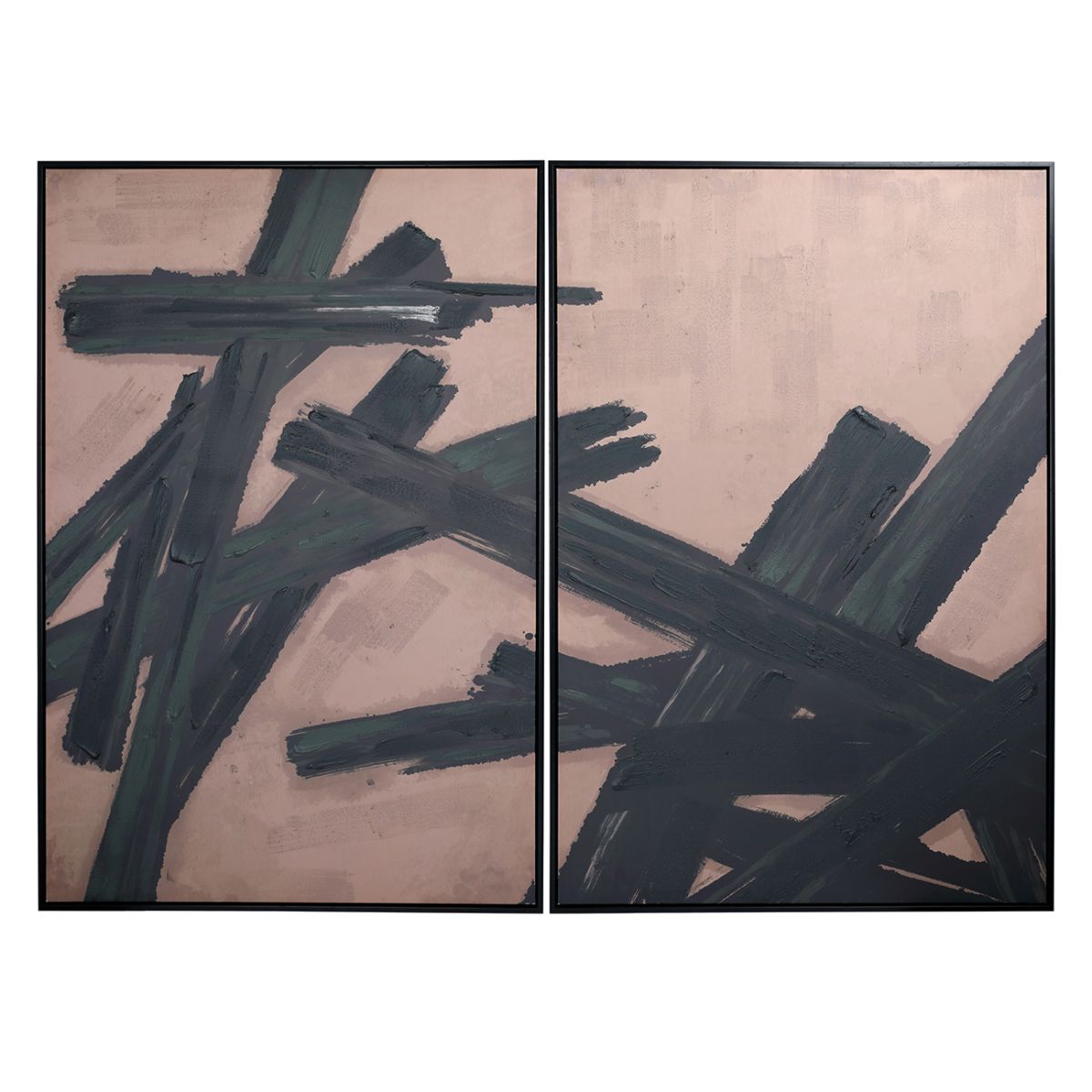 Libra Interiors Impasto Brushstrokes Taupe Set of 2 Framed Canvas Wall Art 160x120cm