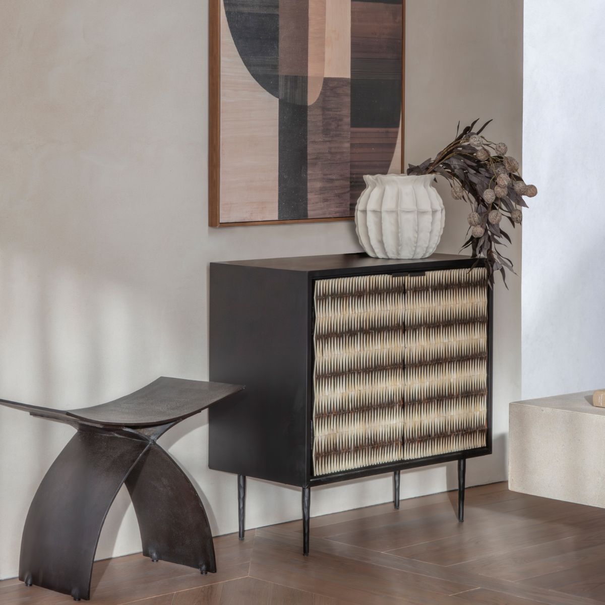 Libra Interiors Imperia Bone Inlay 2 Door Cabinet