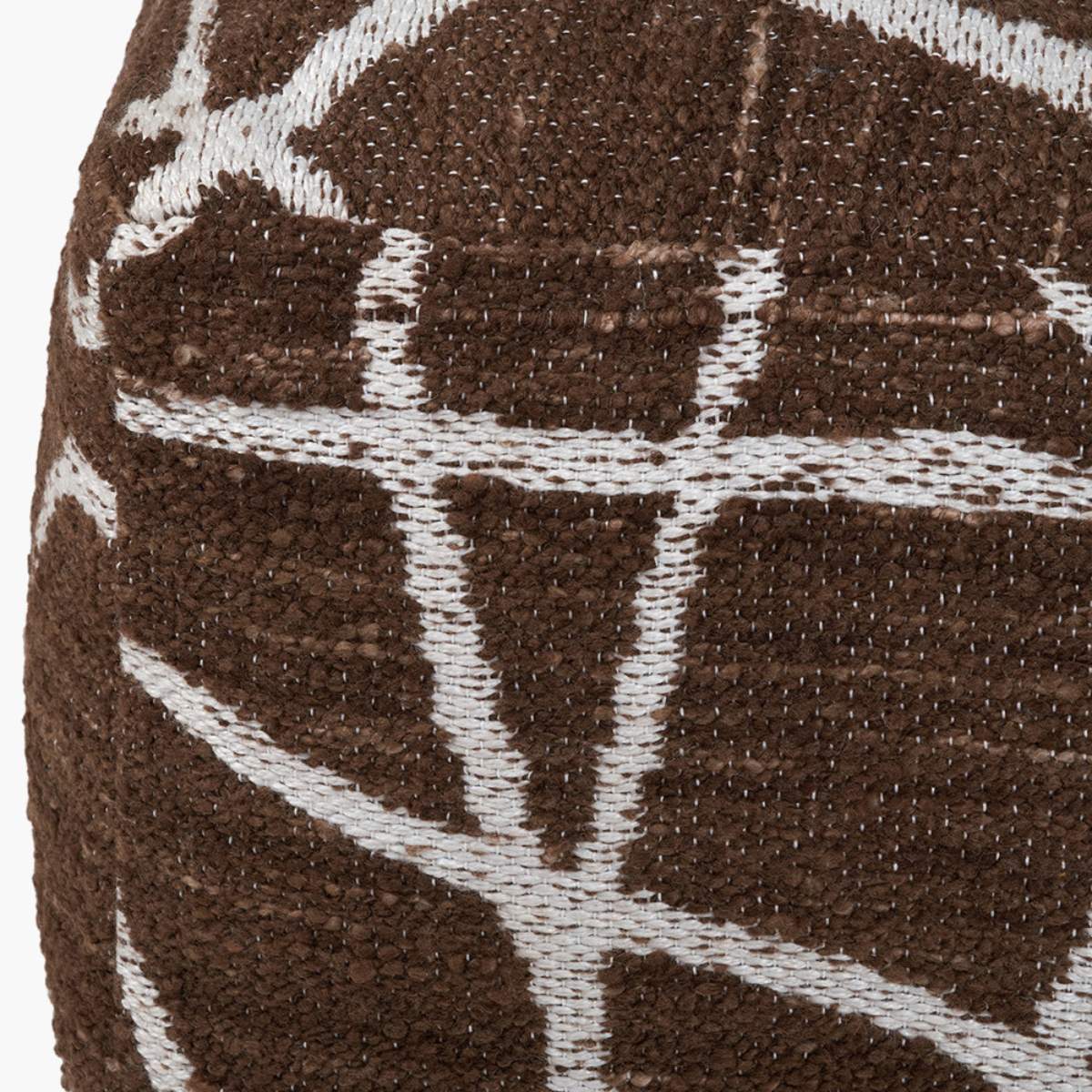 Pacific Lifestyle Indoor Outdoor Chocolate Brown and White Abstract Swirl Design Pouffe