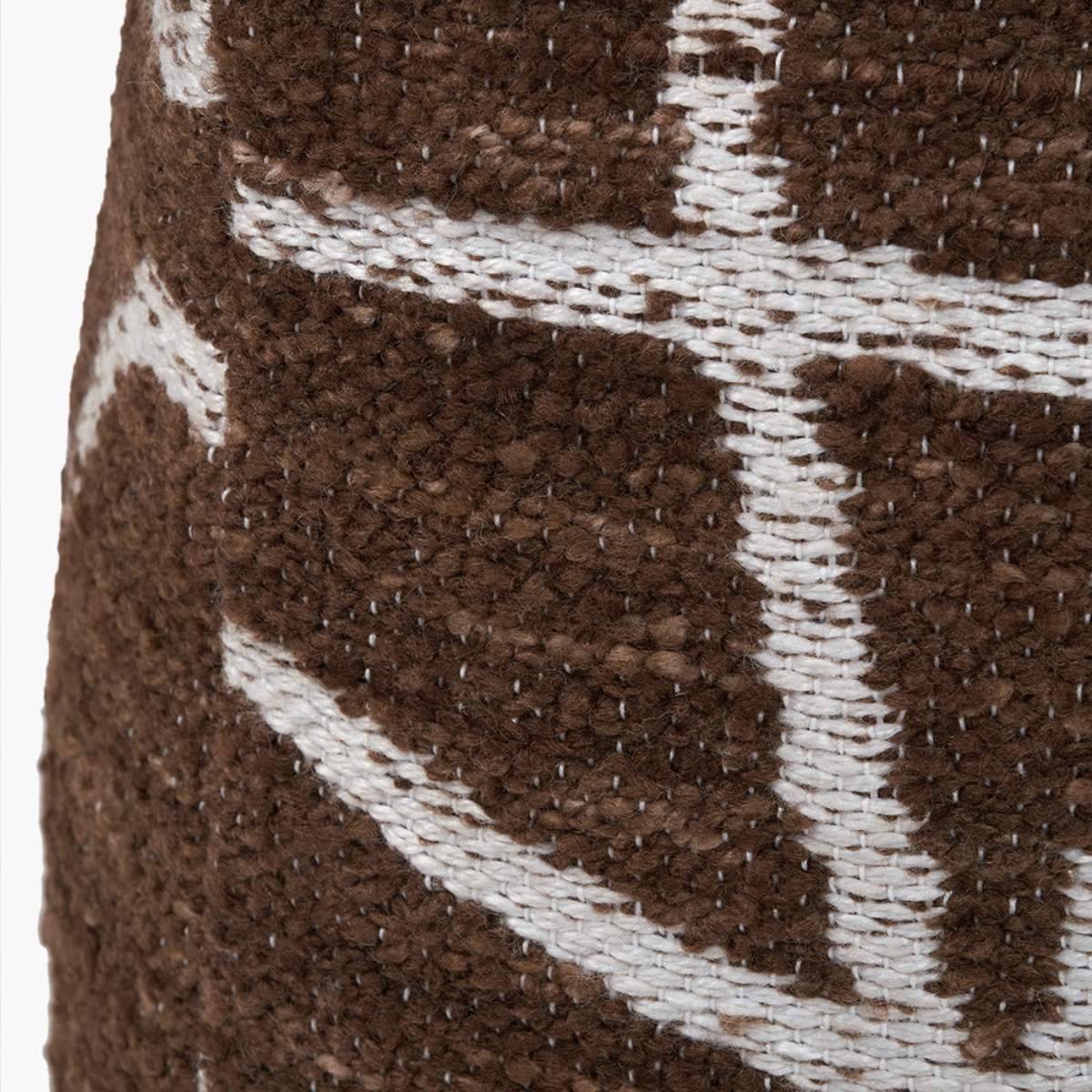 Pacific Lifestyle Indoor Outdoor Chocolate Brown and White Abstract Swirl Design Pouffe