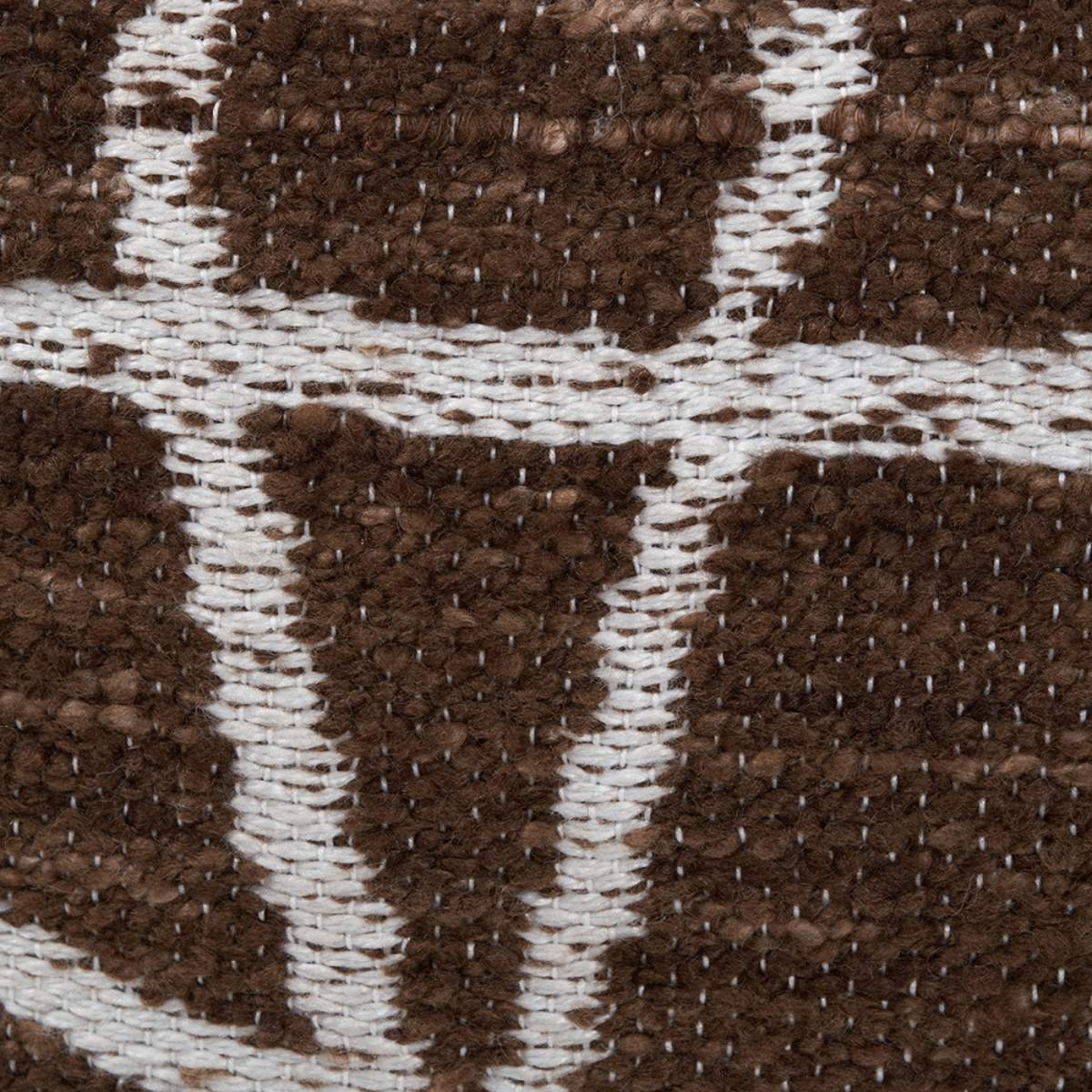 Pacific Lifestyle Indoor Outdoor Chocolate Brown and White Abstract Swirl Design Pouffe