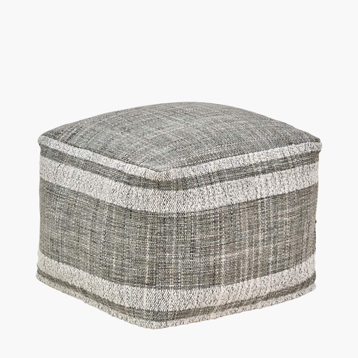 Pacific Lifestyle Indoor Outdoor Steel Grey and White Stripe Design Pouffe