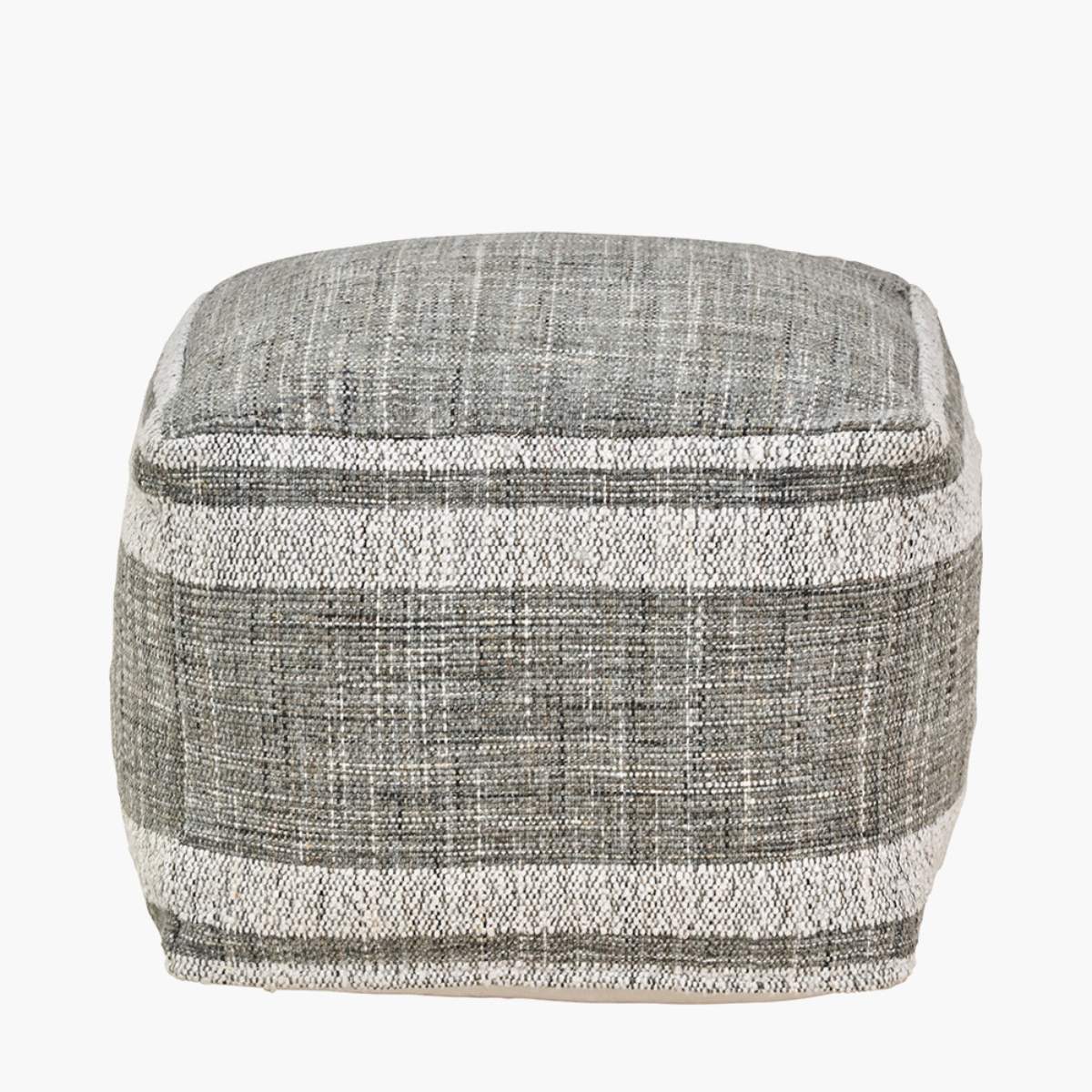 Pacific Lifestyle Indoor Outdoor Steel Grey and White Stripe Design Pouffe