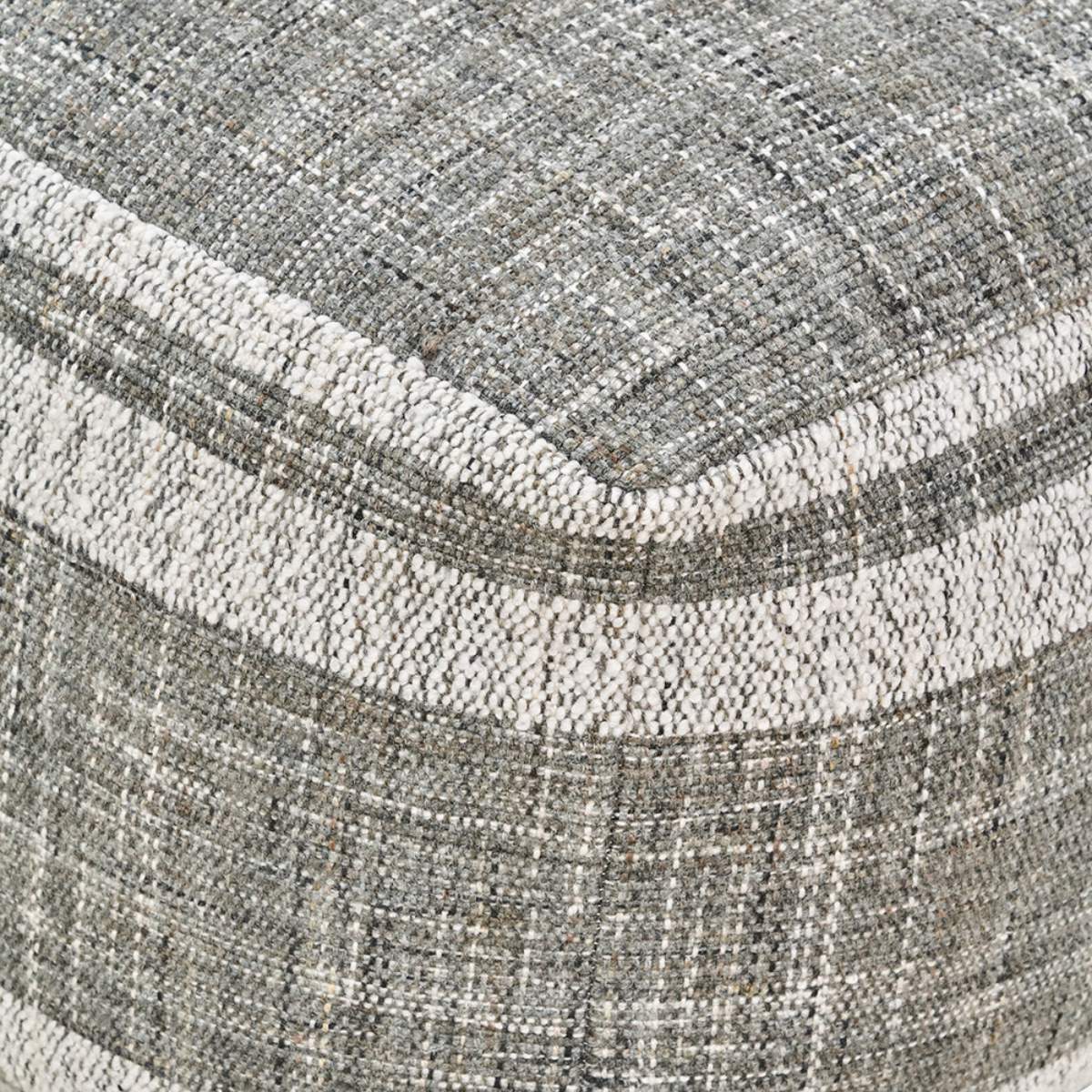 Pacific Lifestyle Indoor Outdoor Steel Grey and White Stripe Design Pouffe