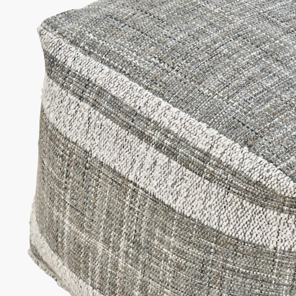 Pacific Lifestyle Indoor Outdoor Steel Grey and White Stripe Design Pouffe