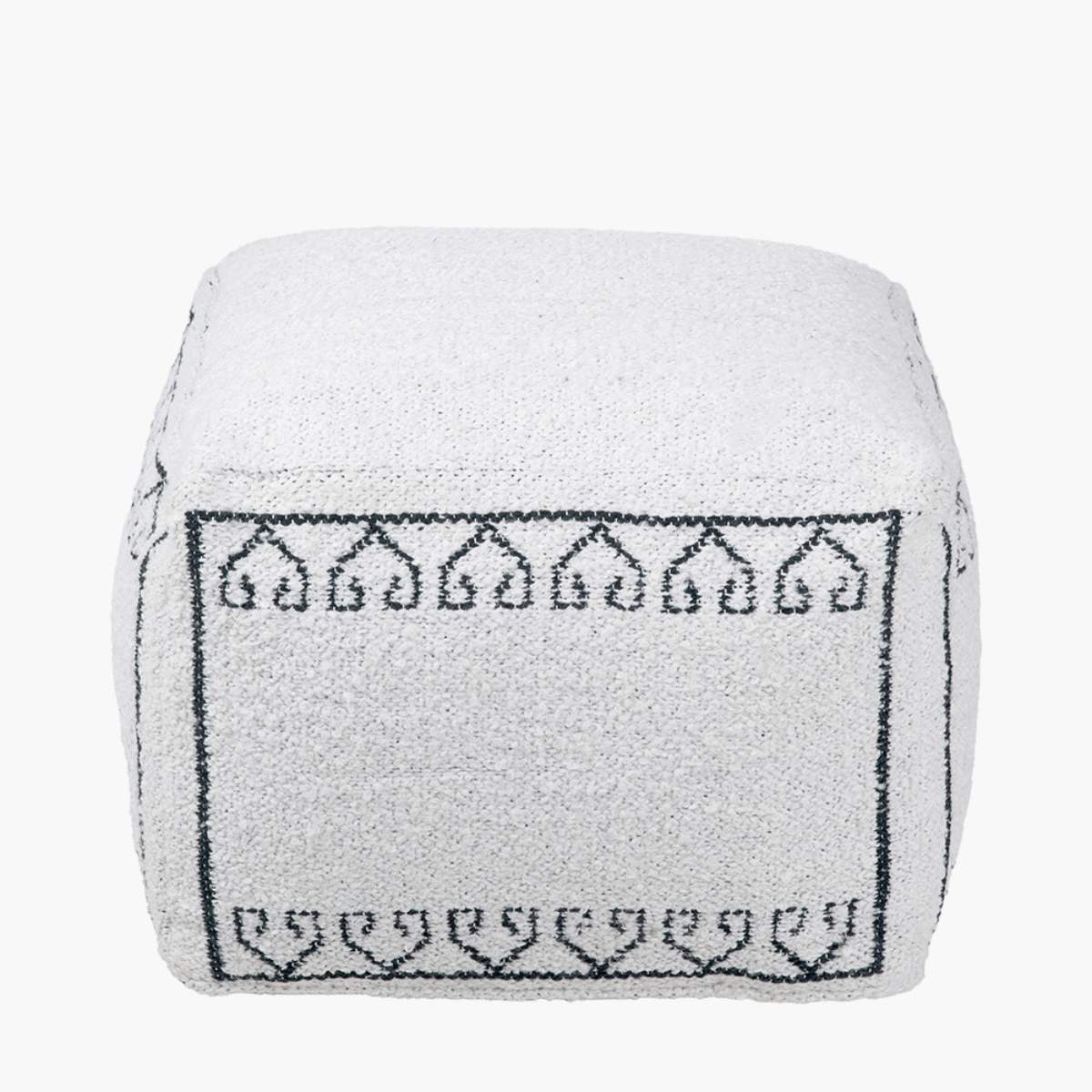 Pacific Lifestyle Indoor Outdoor White and Black Greek Key Design Pouffe
