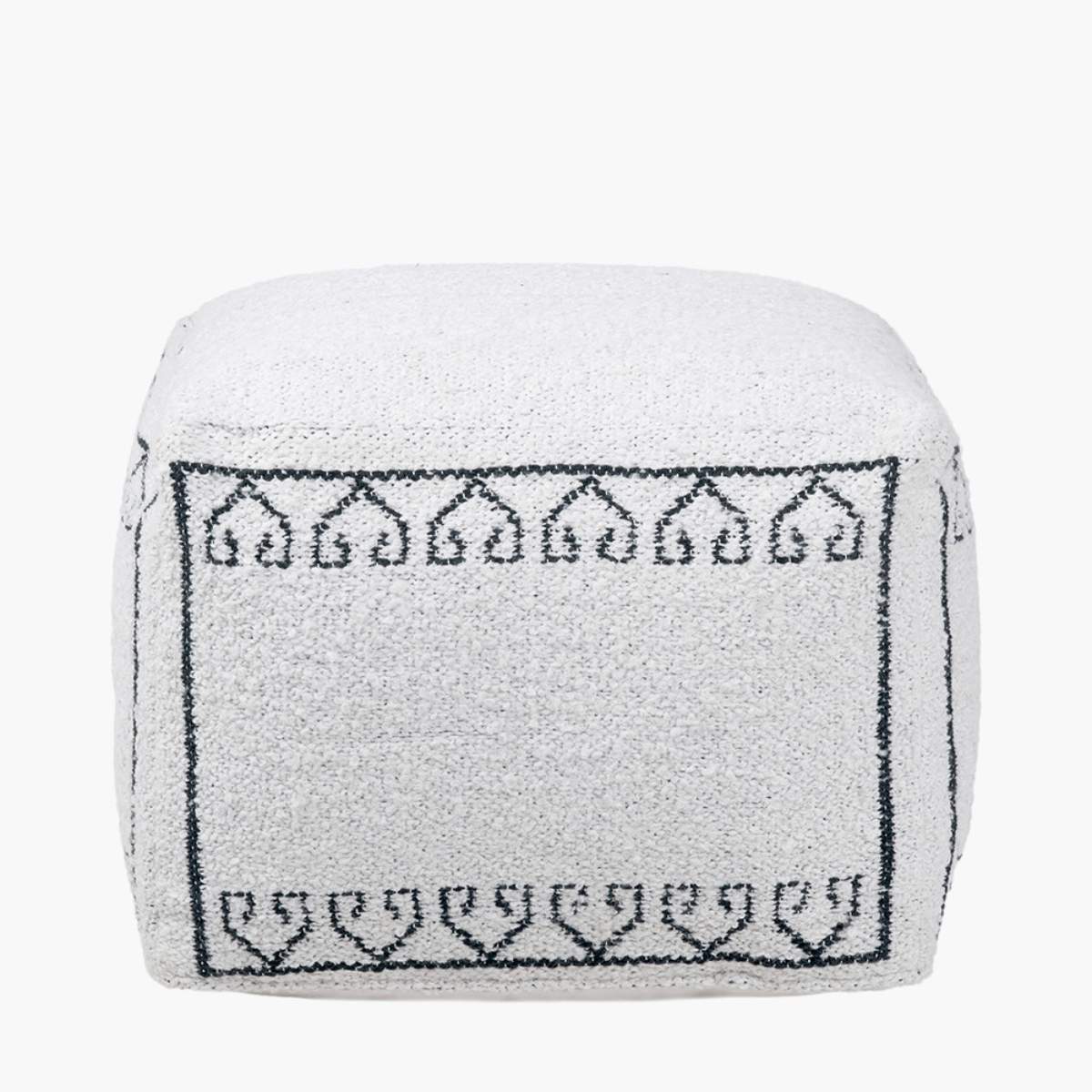Pacific Lifestyle Indoor Outdoor White and Black Greek Key Design Pouffe