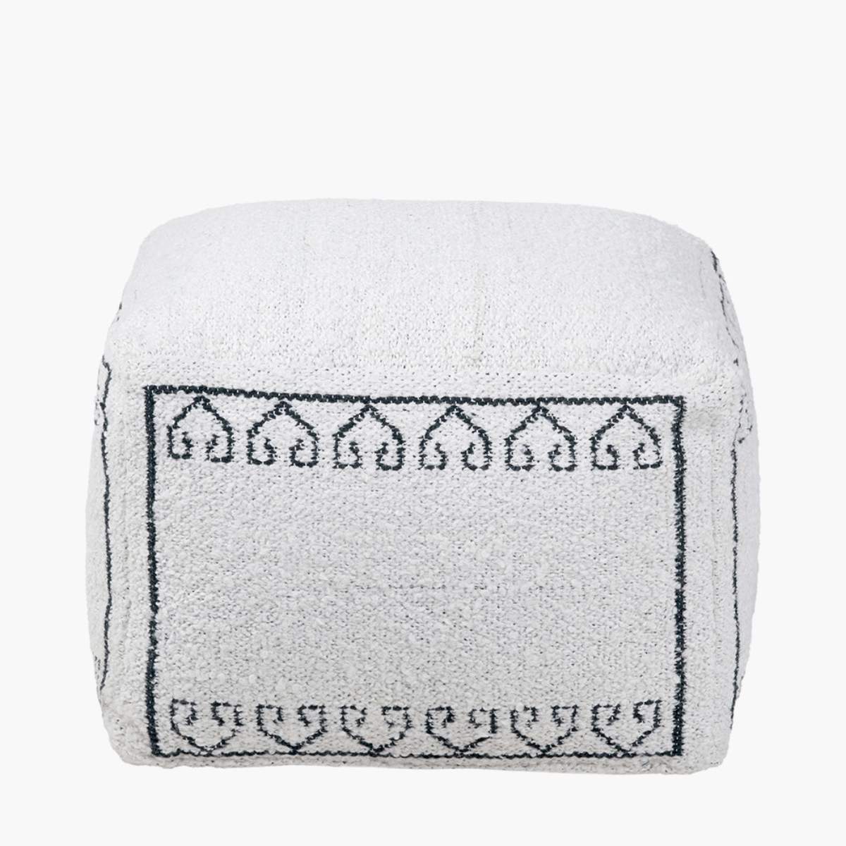 Pacific Lifestyle Indoor Outdoor White and Black Greek Key Design Pouffe