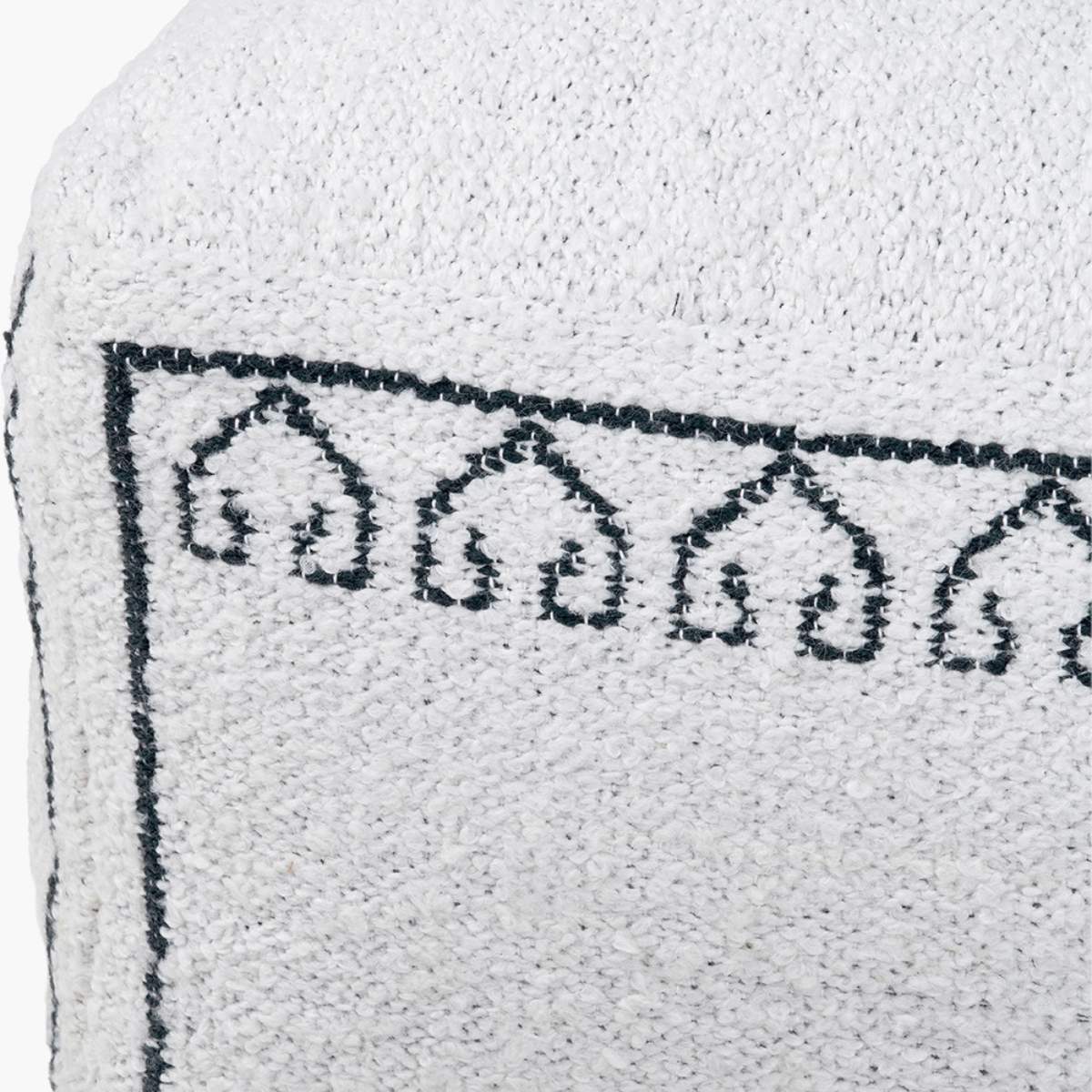 Pacific Lifestyle Indoor Outdoor White and Black Greek Key Design Pouffe
