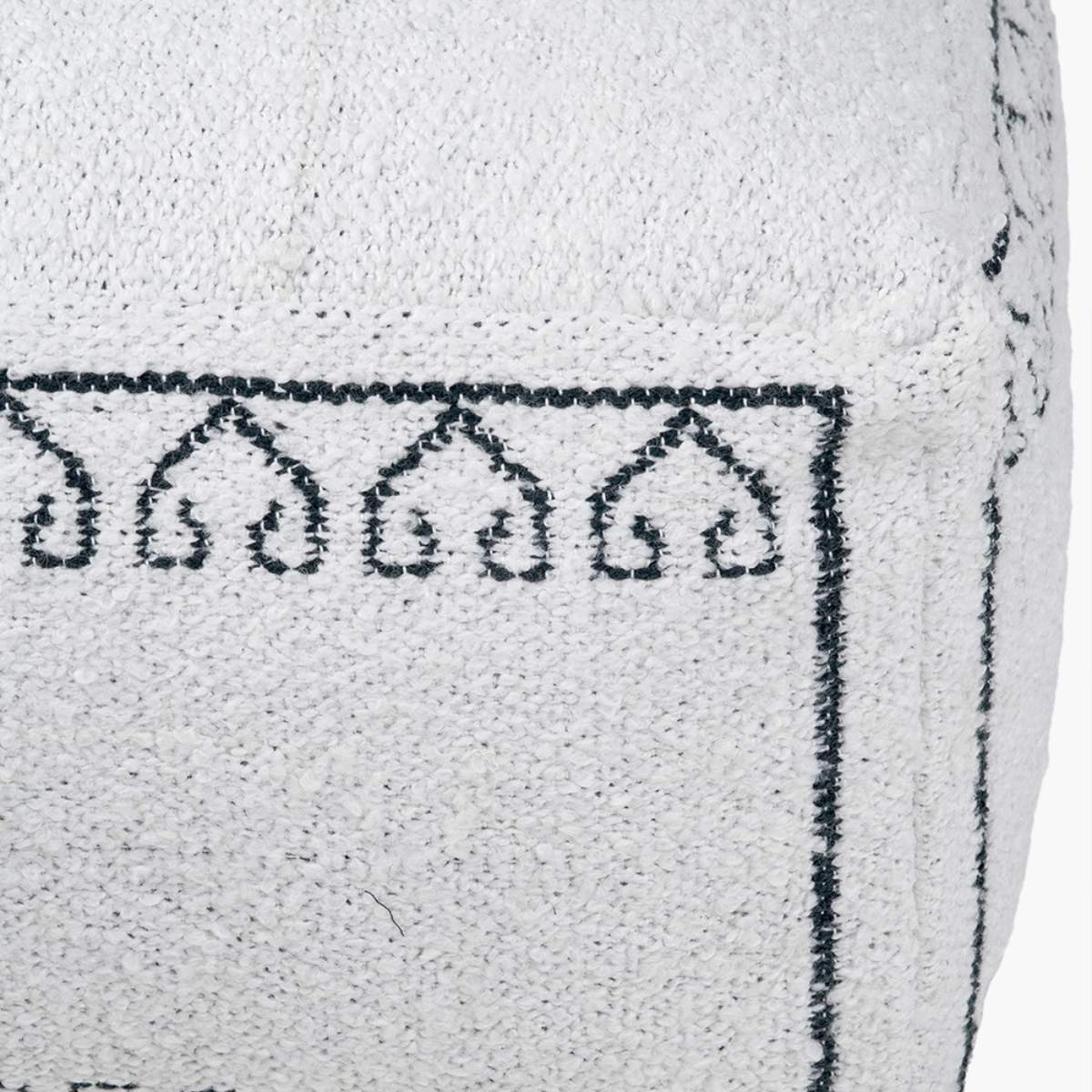 Pacific Lifestyle Indoor Outdoor White and Black Greek Key Design Pouffe