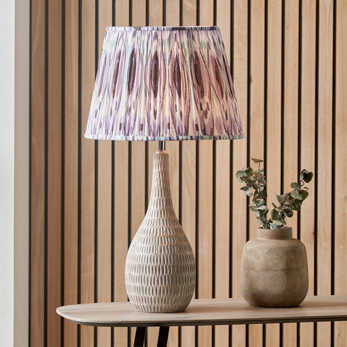 Pacific Lifestyle Ioan Grey Engraved Wood Bottle Table Lamp Base