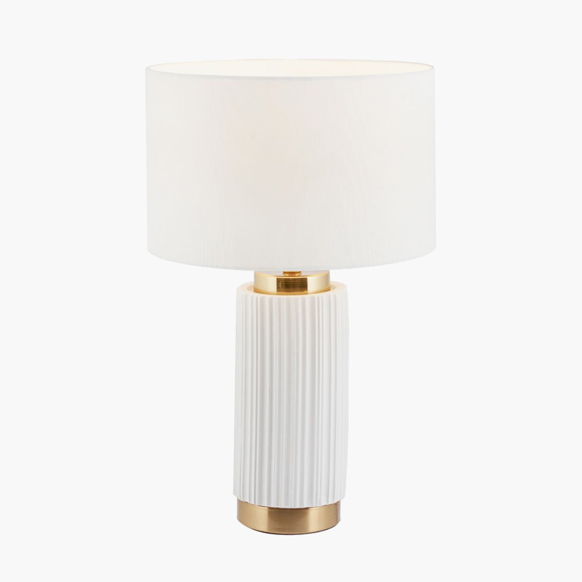 Pacific Lifestyle Ionic White Textured Ceramic and Gold Metal Table Lamp
