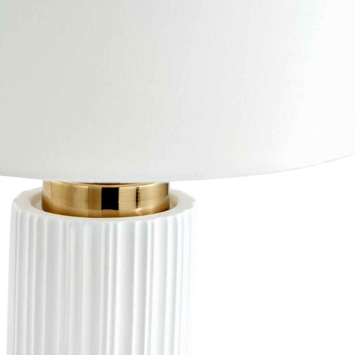 Pacific Lifestyle Ionic White Textured Ceramic and Gold Metal Table Lamp
