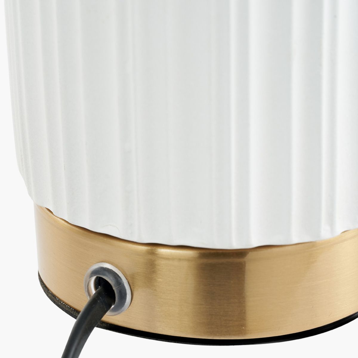 Pacific Lifestyle Ionic White Textured Ceramic and Gold Metal Table Lamp