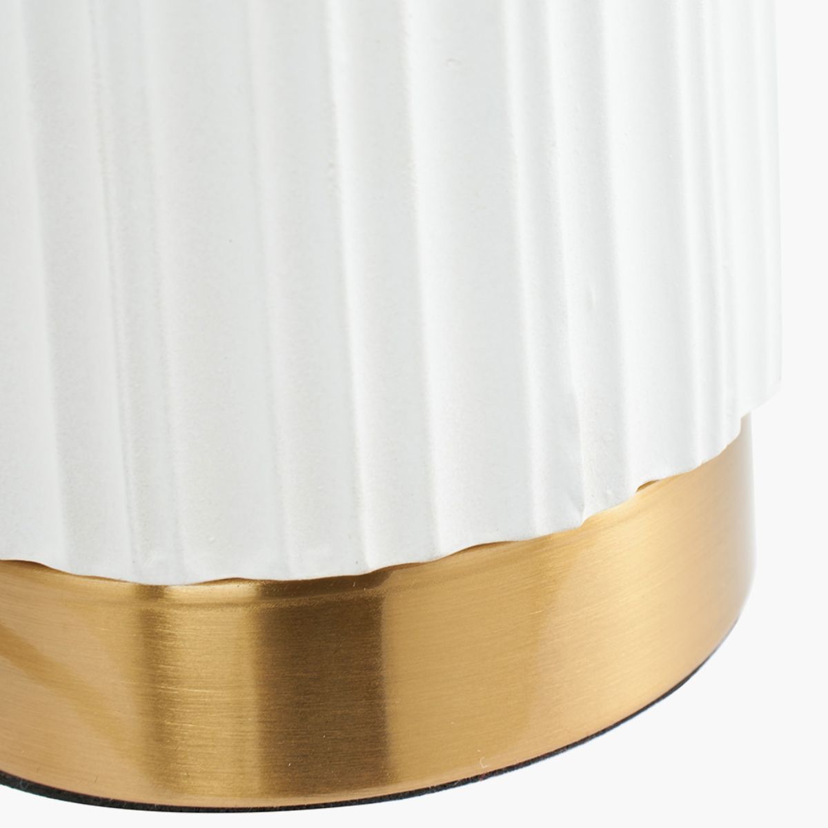 Pacific Lifestyle Ionic White Textured Ceramic and Gold Metal Table Lamp