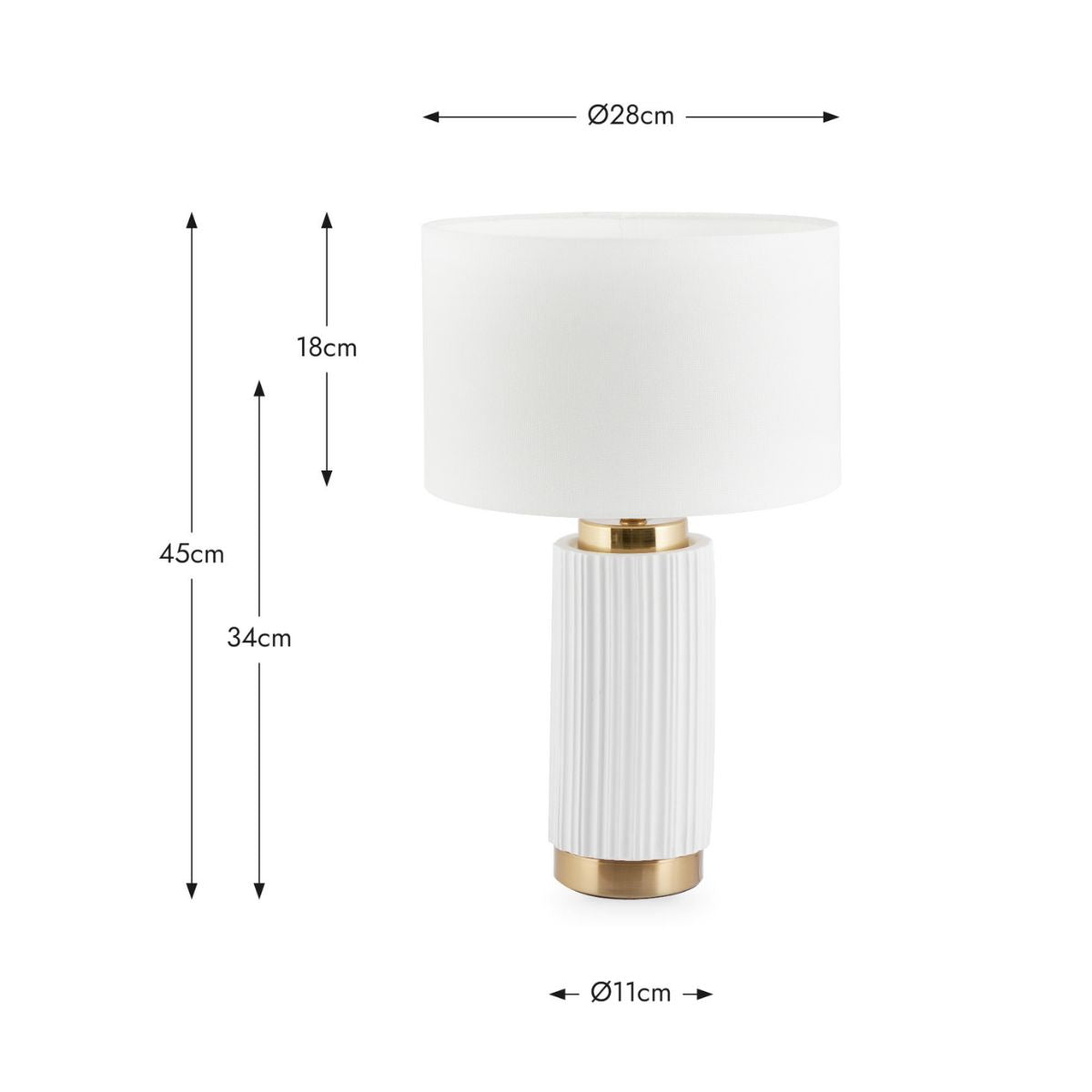 Pacific Lifestyle Ionic White Textured Ceramic and Gold Metal Table Lamp