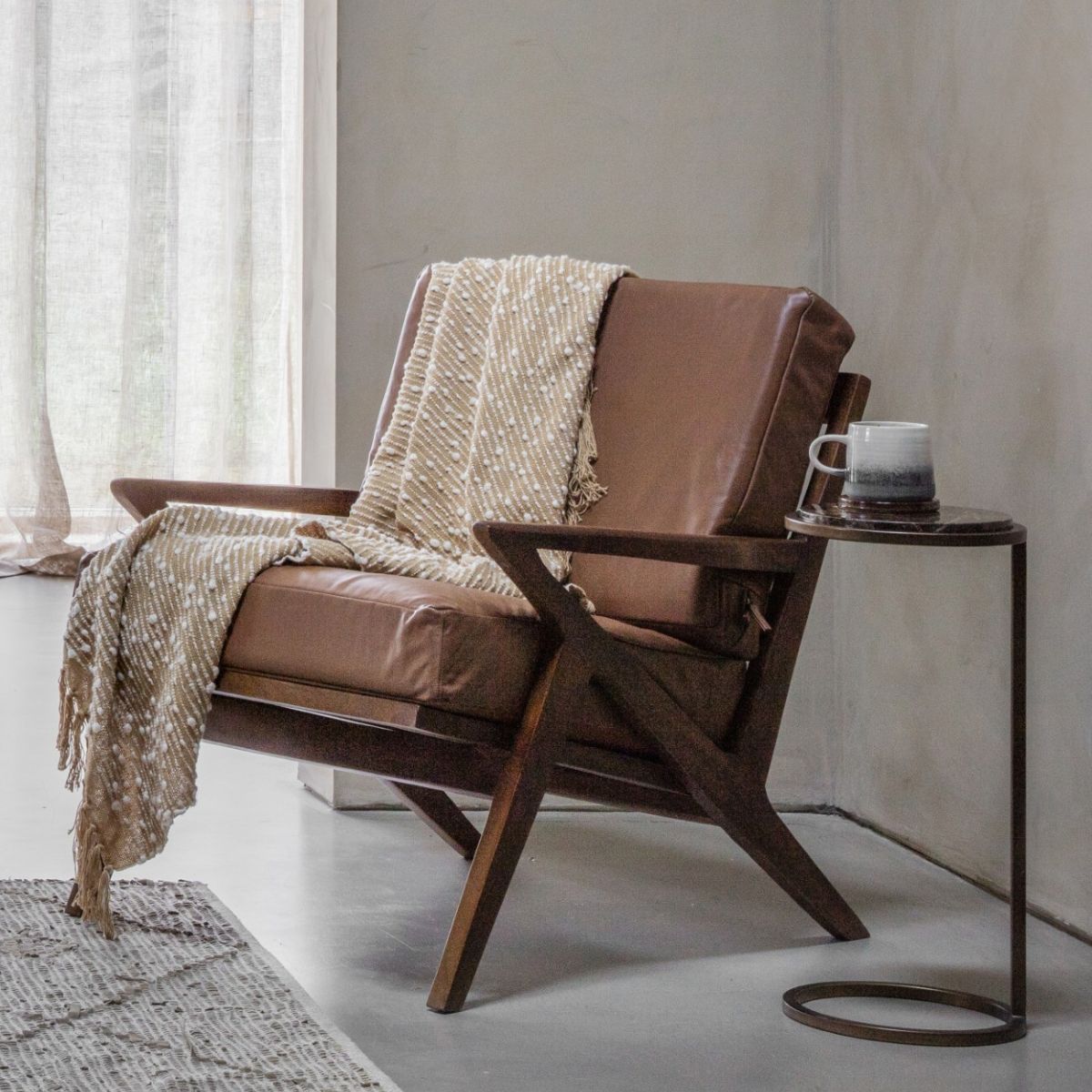 Libra Interiors Iota Accent Table Brown Emperador Marble
