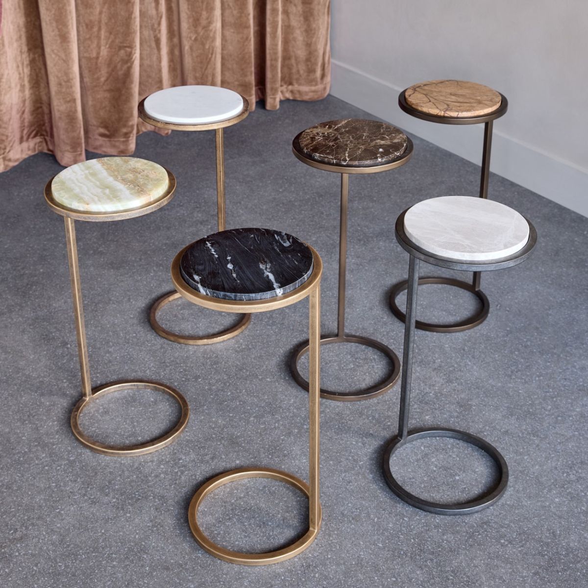 Libra Interiors Iota Accent Table Brown Emperador Marble