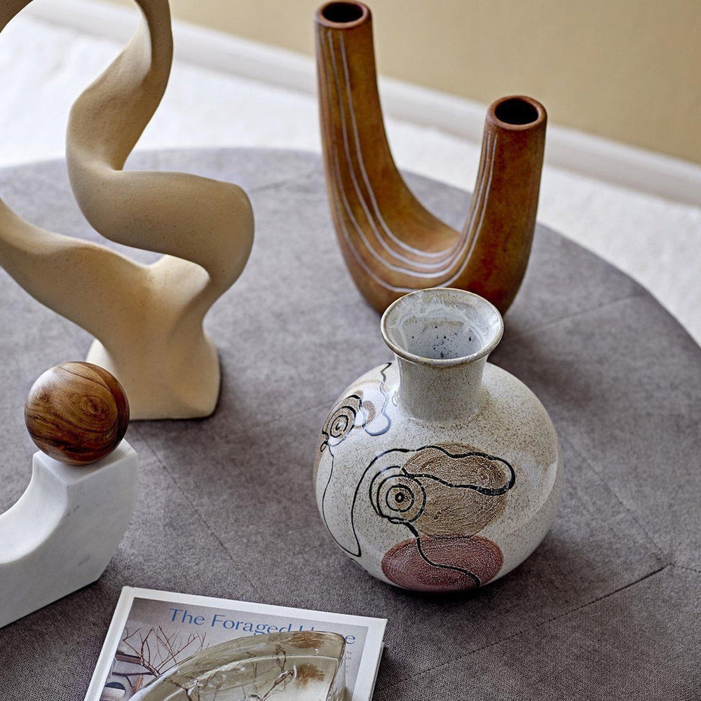 Irini Deco White Stoneware Vase-Bloomingville-Beaumonde
