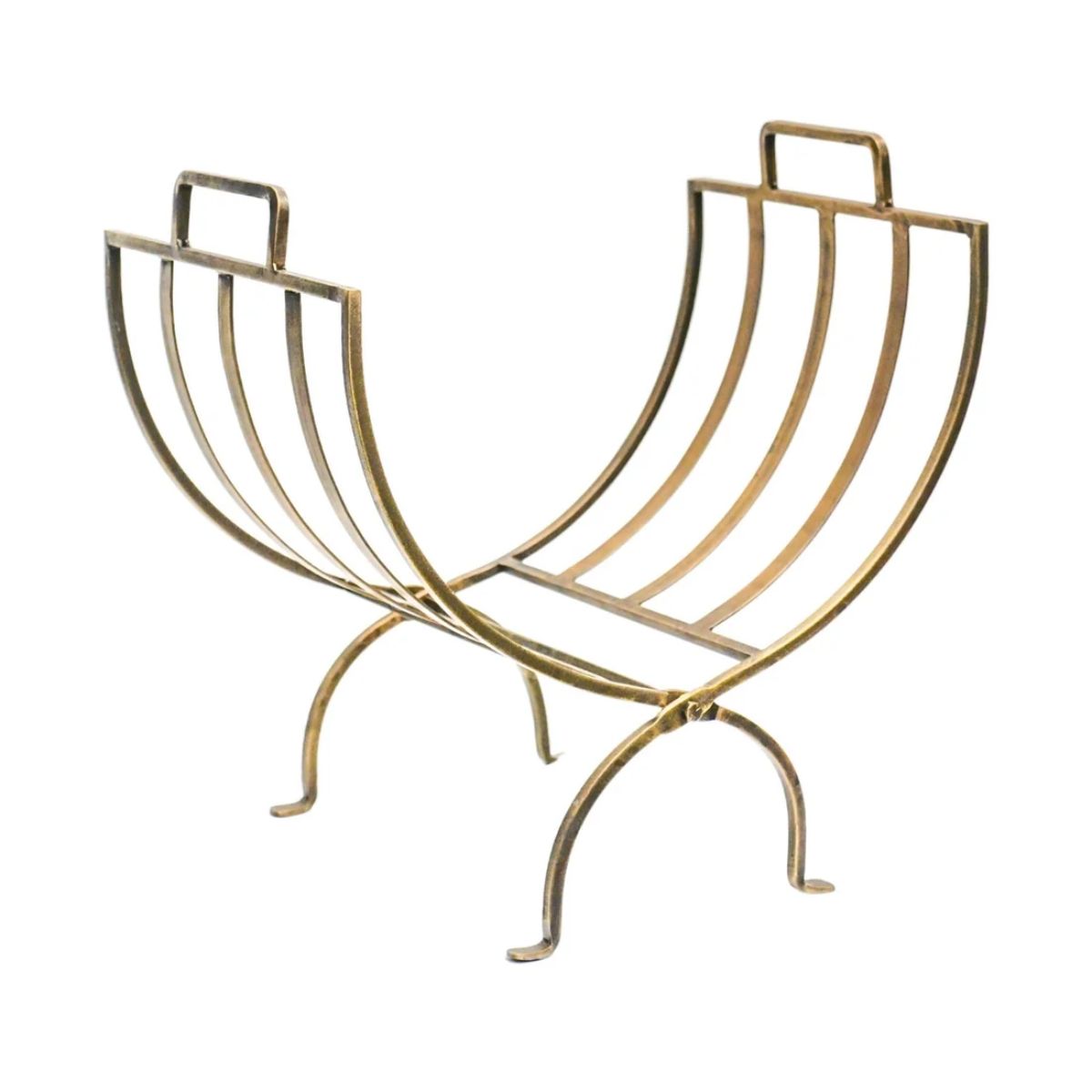 Ivyline Linear Log Basket Brass H48.5Cm