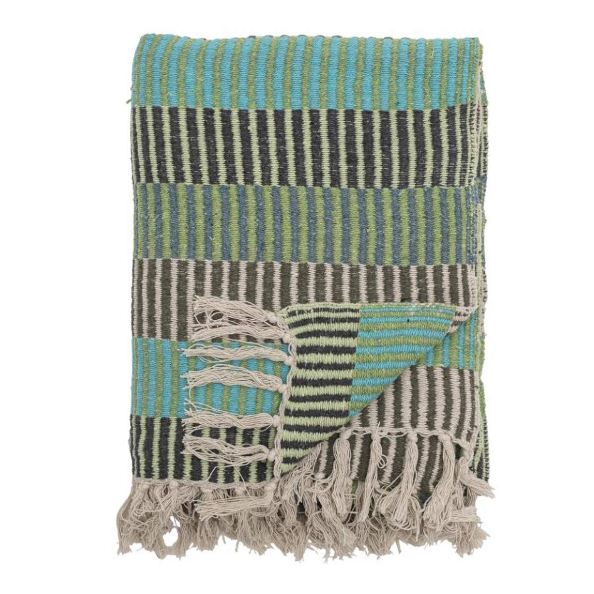 Bloomingville Isnel Throw, Blue, Recycled Cotton