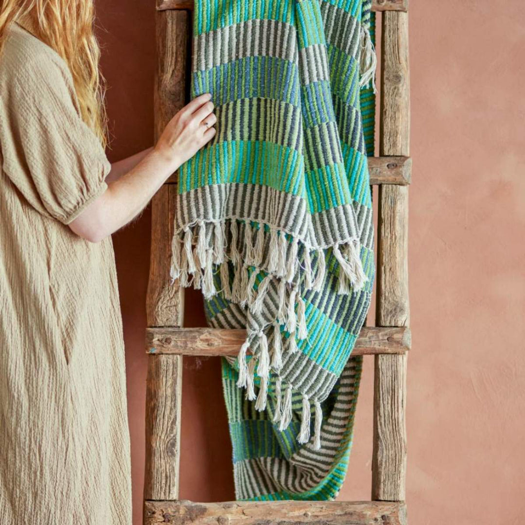 Bloomingville Isnel Throw, Blue, Recycled Cotton