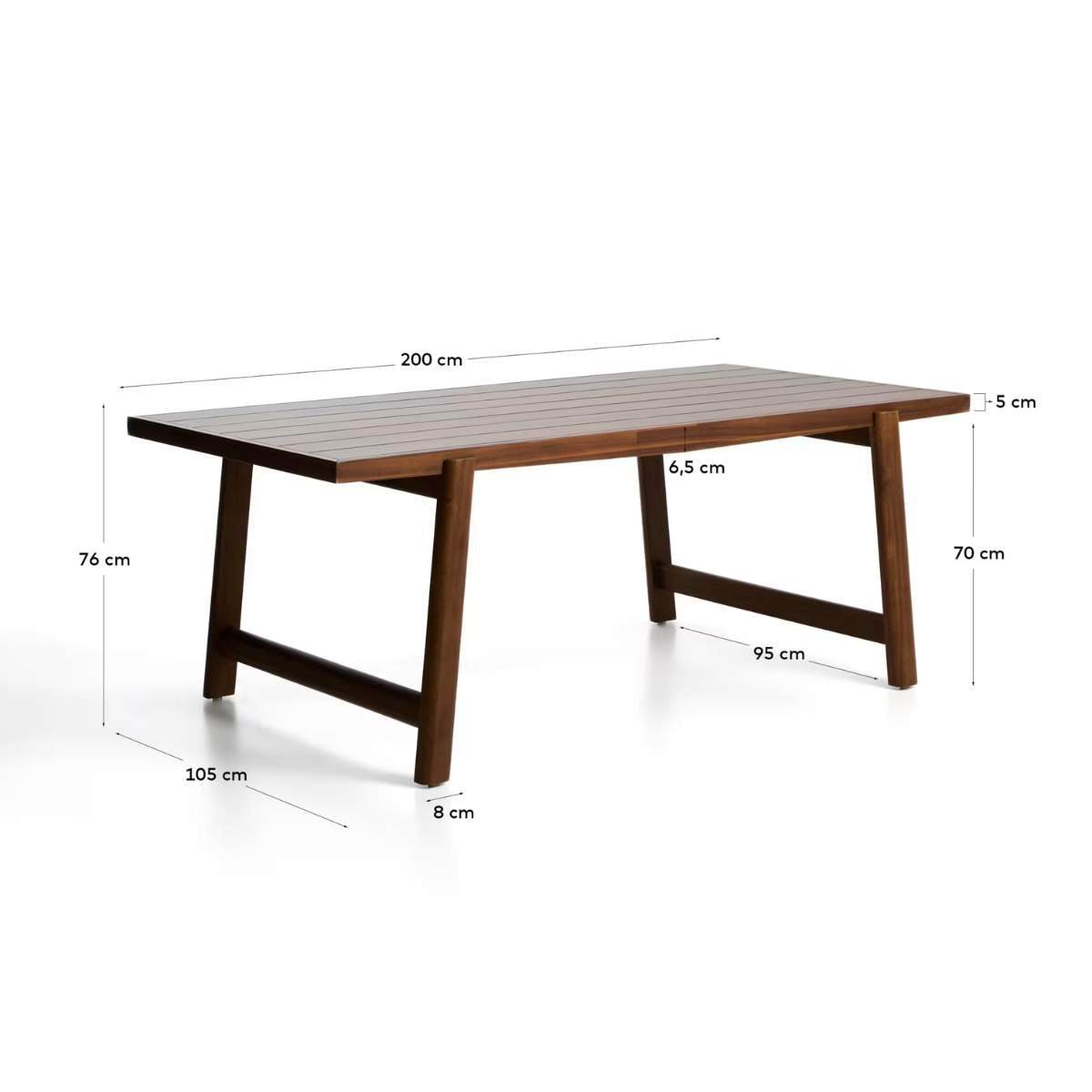Kave Home Itani outdoor table in solid acacia wood 200 x 100cm FSC 100%