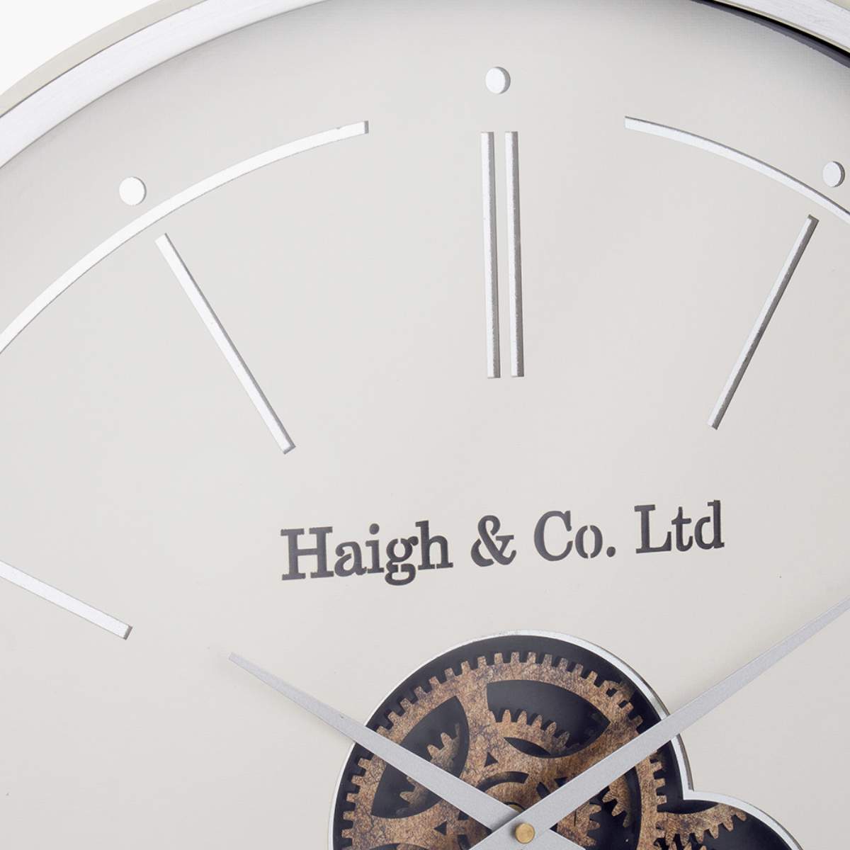 Pacific Lifestyle Ivory and Silver Wood Working Cog Wall Clock