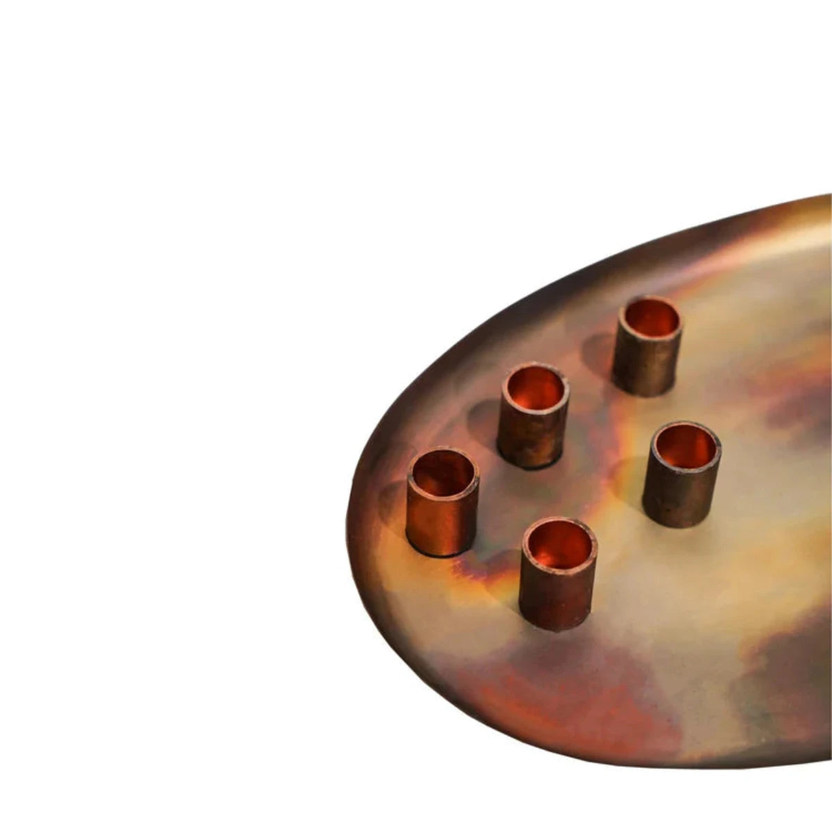 Ivyline Copper Oval Centrepiece Metal with Magnetic Candle Holders