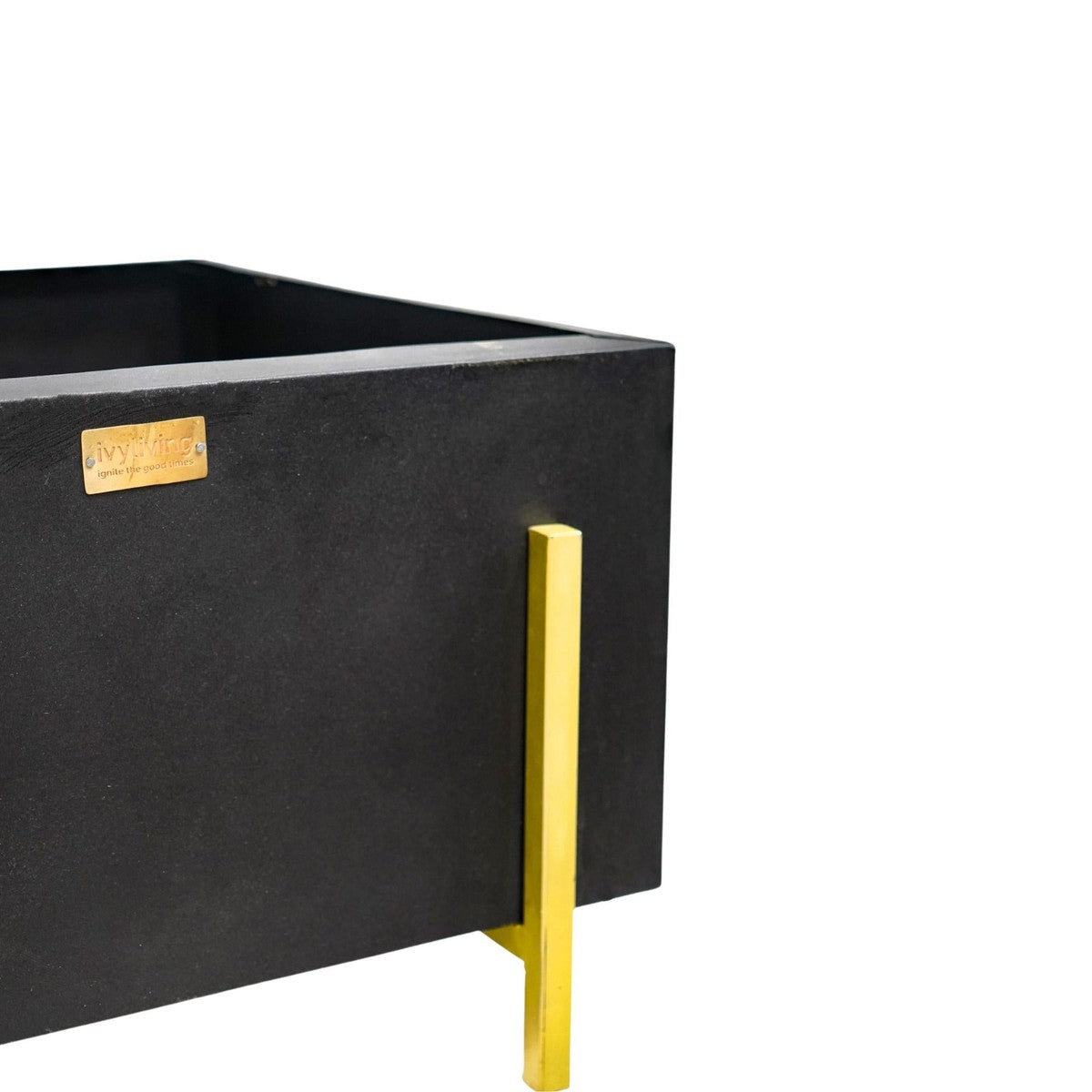 Ivyline Outdoor Orion Fire Pit in Black/Antique Gold Matt