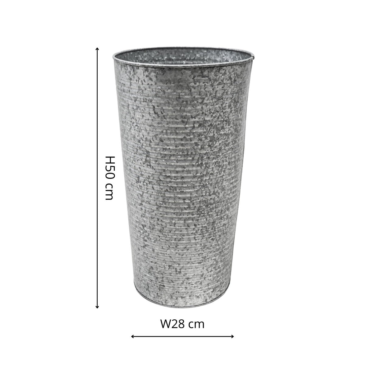 Ivyline Ribbed Galvanised Vase Planter