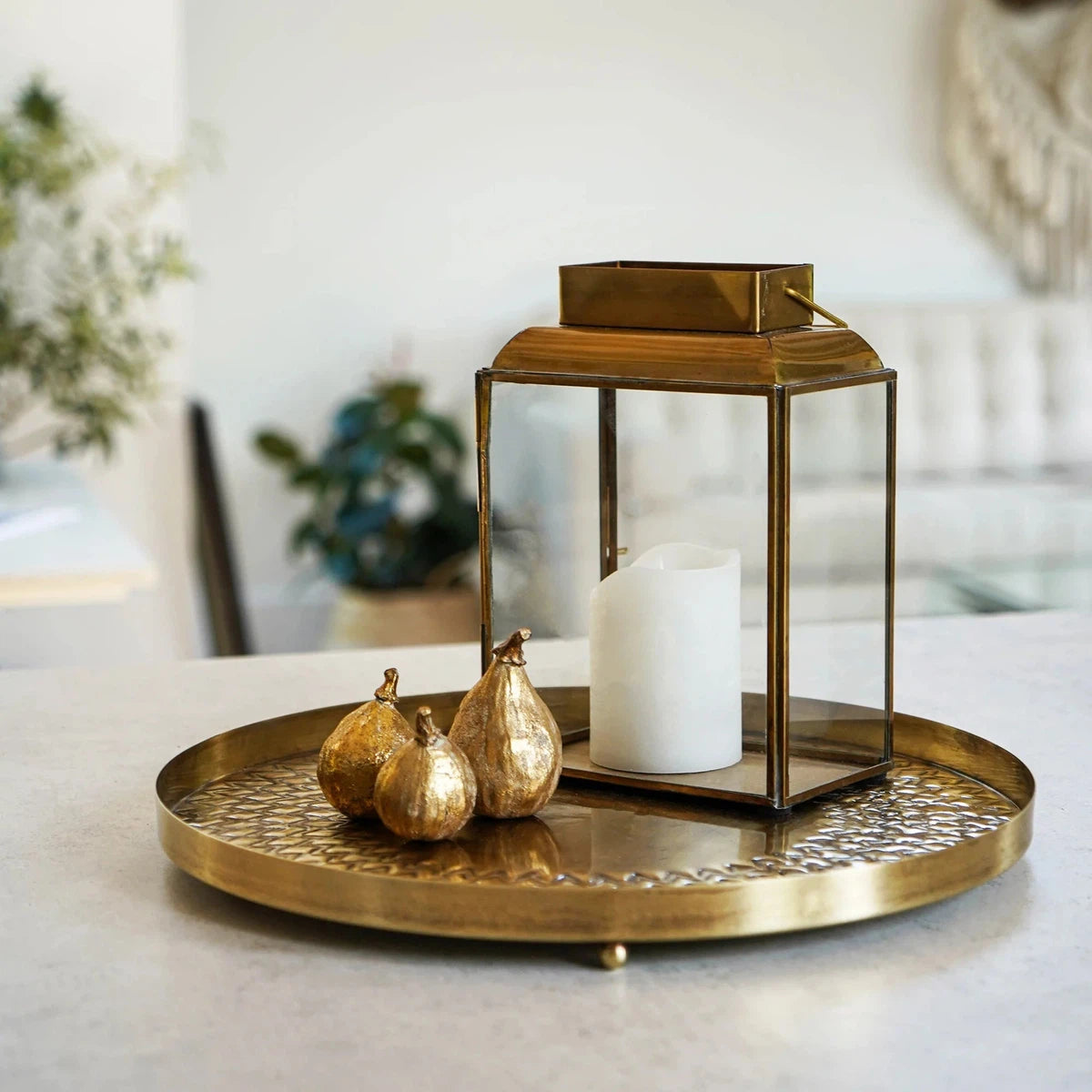 Ivyline Solis Embossed Tray in Gold-Beaumonde