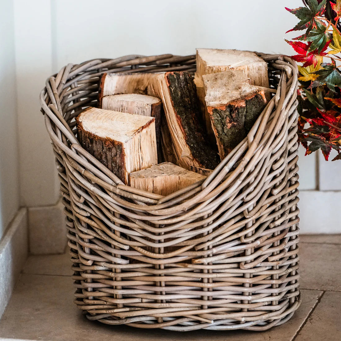 Ivyline Wicker Log Basket Round