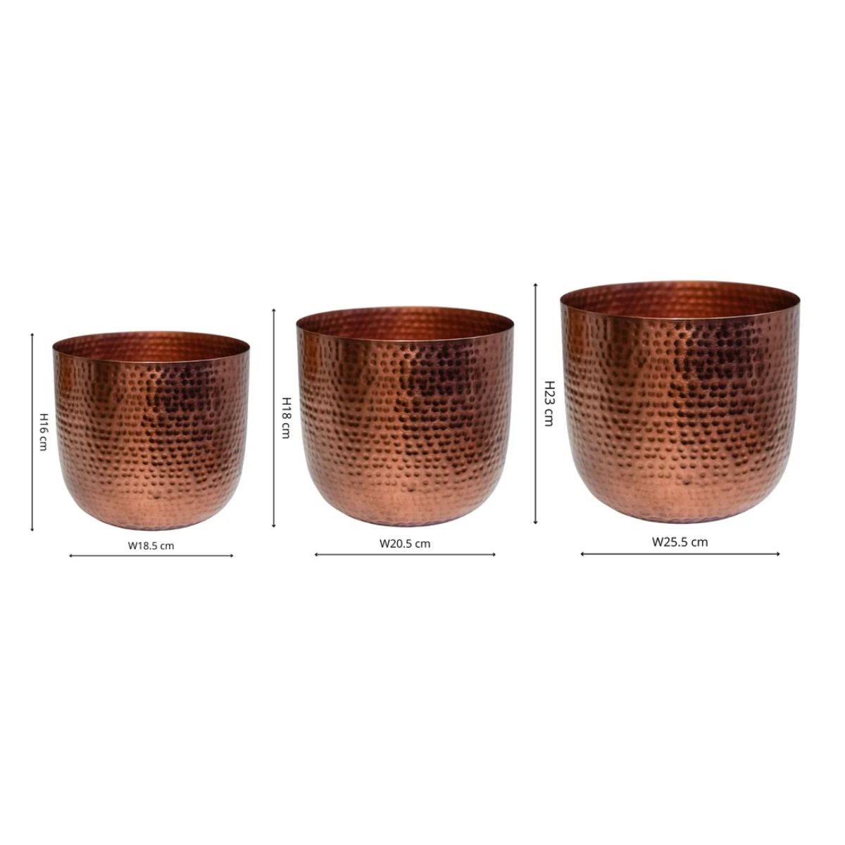 Ivyline Felix Hammered Metal Bronze Planter Set of 3