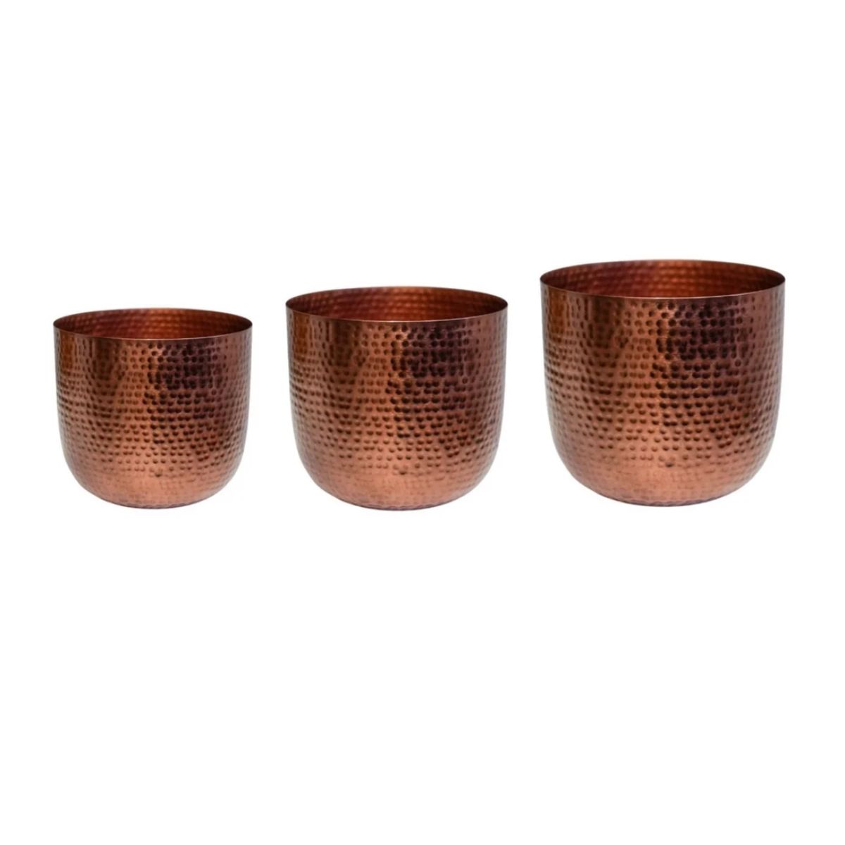 Ivyline Felix Hammered Metal Bronze Planter Set of 3