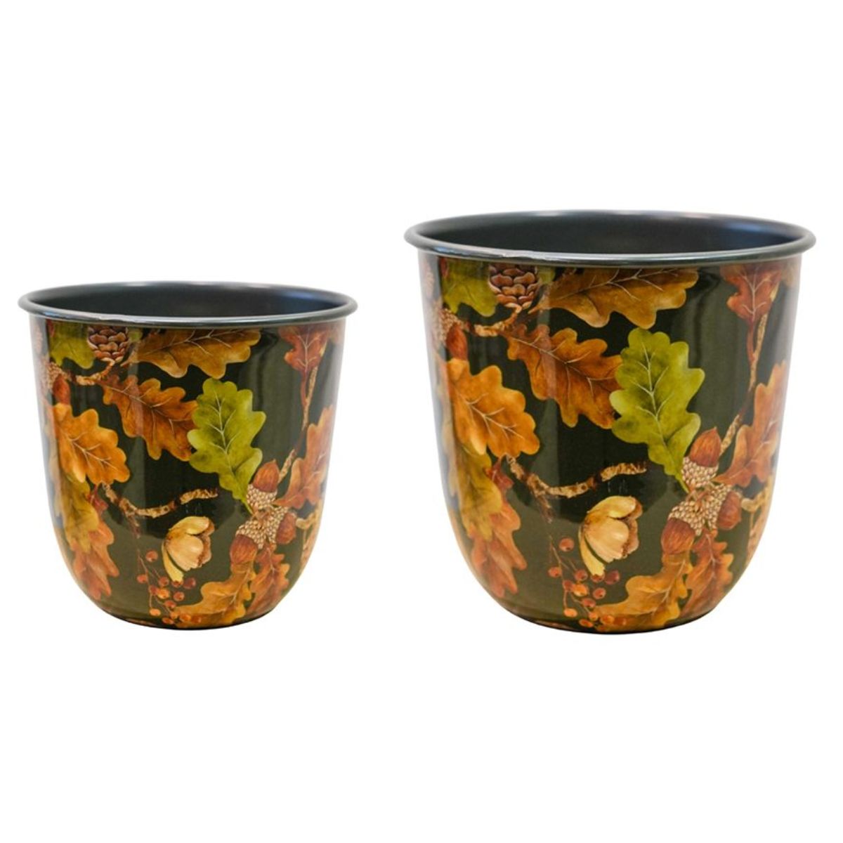 Ivyline Maisie Autumn Leaf Metal Planter Set of 2