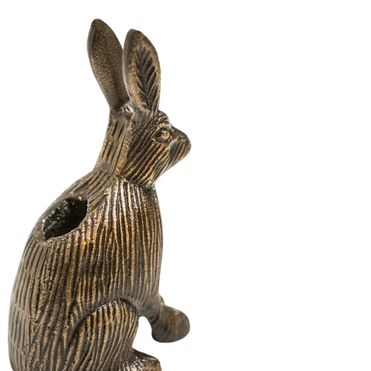 Ivyline Cast Aluminium Hare Candle Holder Antique Brass