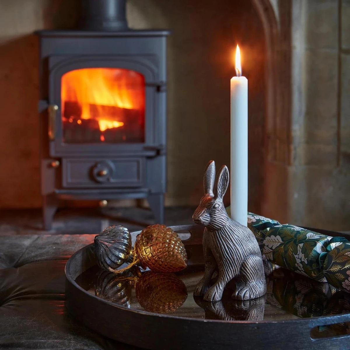 Ivyline Cast Aluminium Hare Candle Holder Antique Copper lifestyle