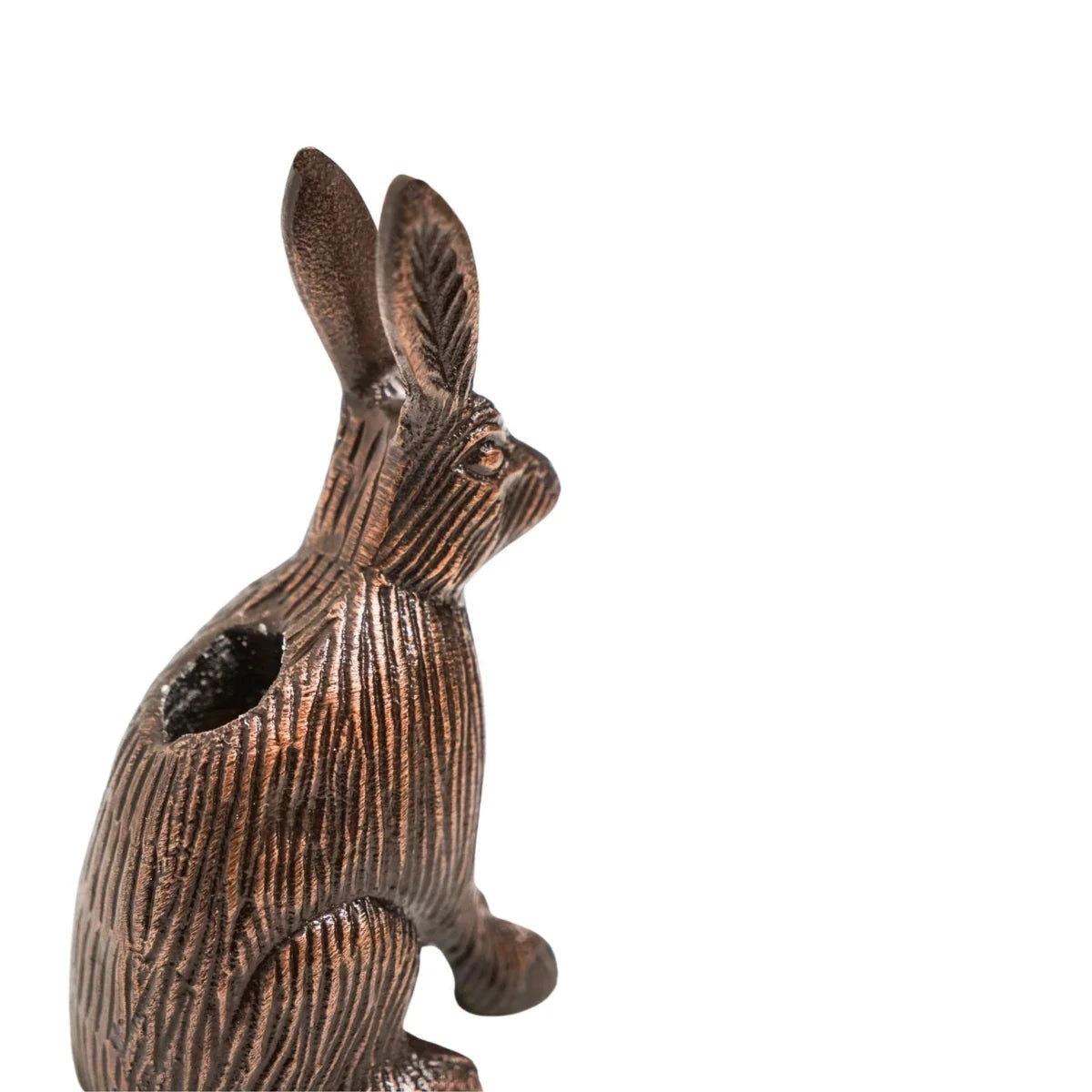 Ivyline Cast Aluminium Hare Candle Holder Antique Copper rear